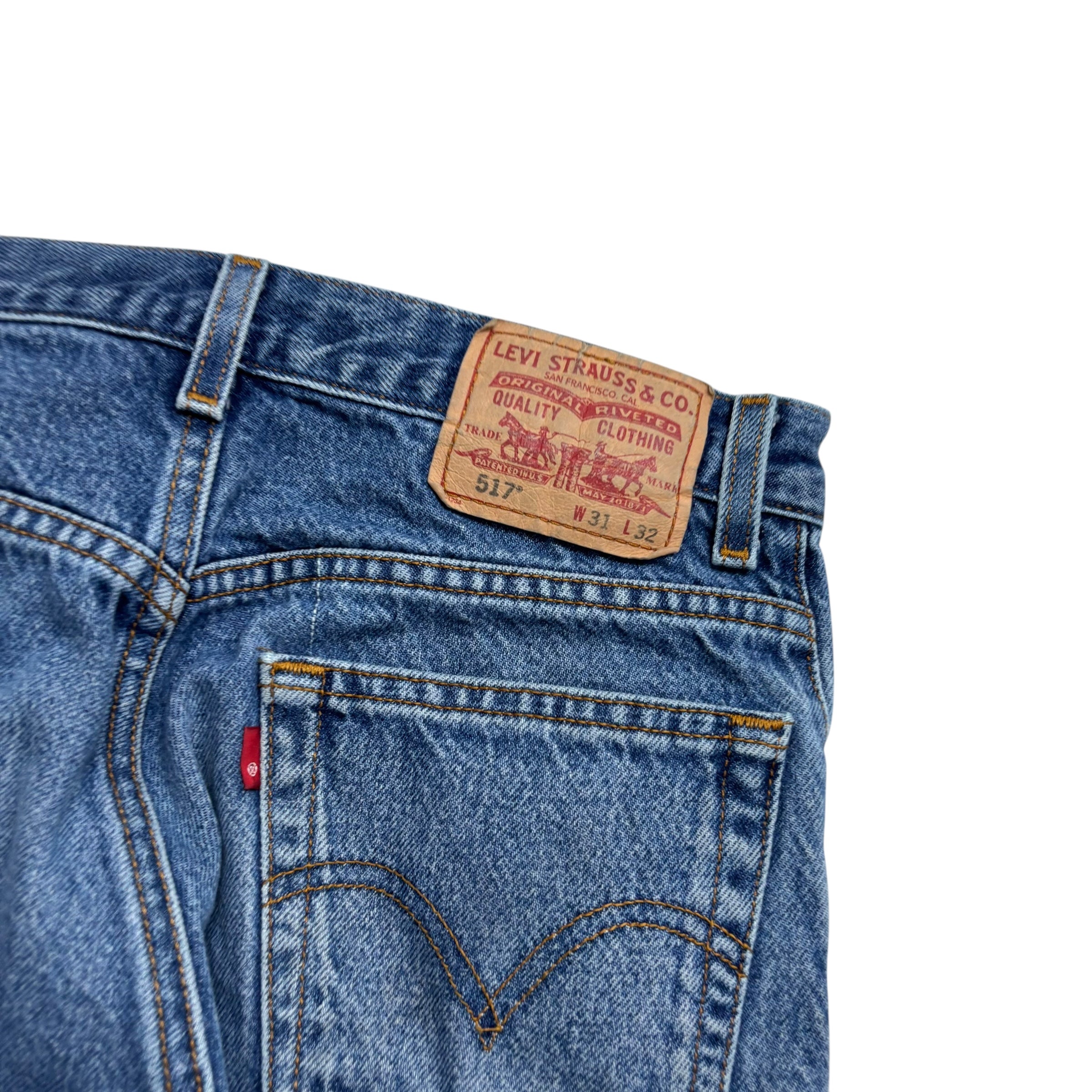 Levis 517 Jeans W30 L31 Mens Mid Blue Regular Bootcut Fit Vintage Denim (F)