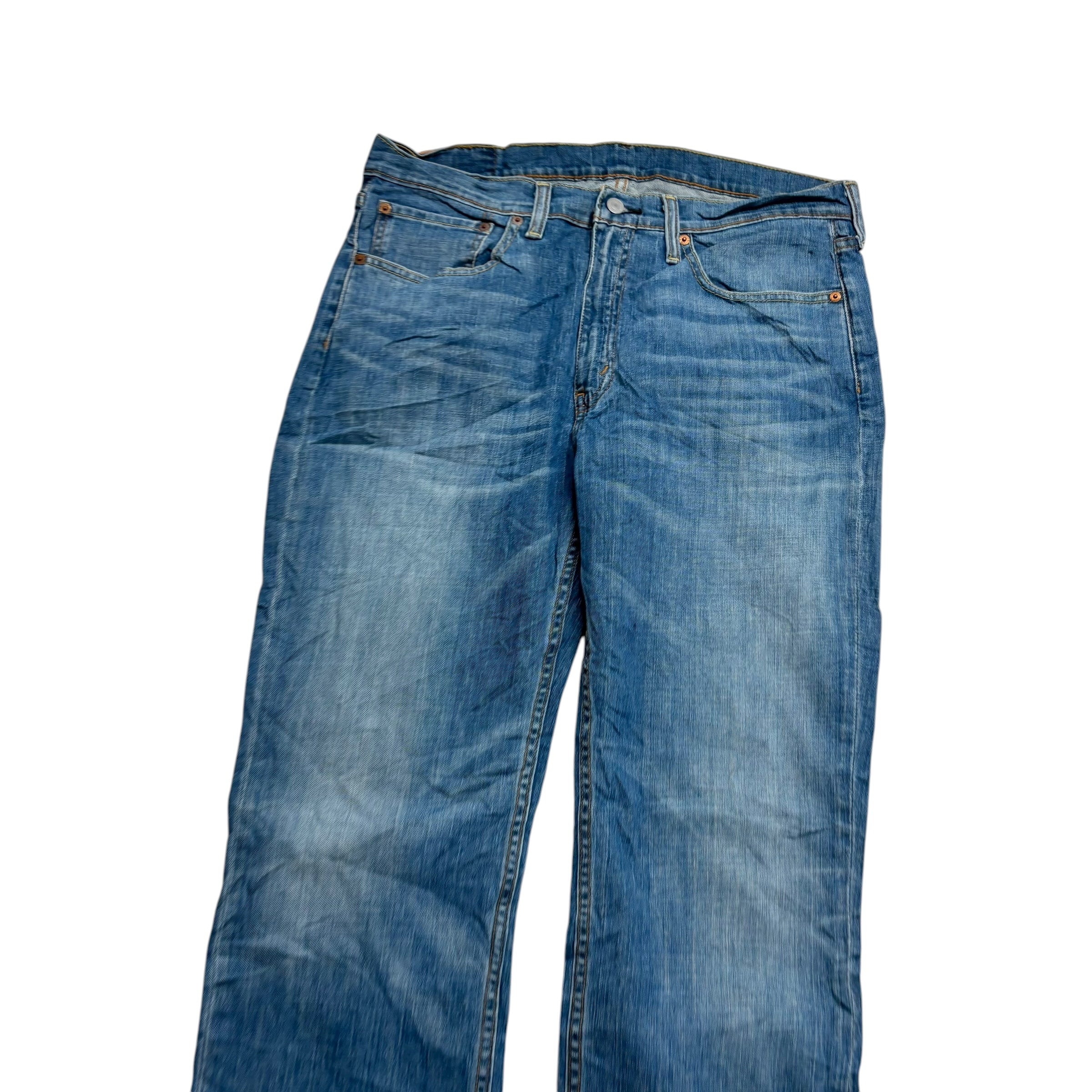 Levis 514 Jeans W35 L30 Mens Mid Blue Regular Straight Fit Stretch Denim (E)