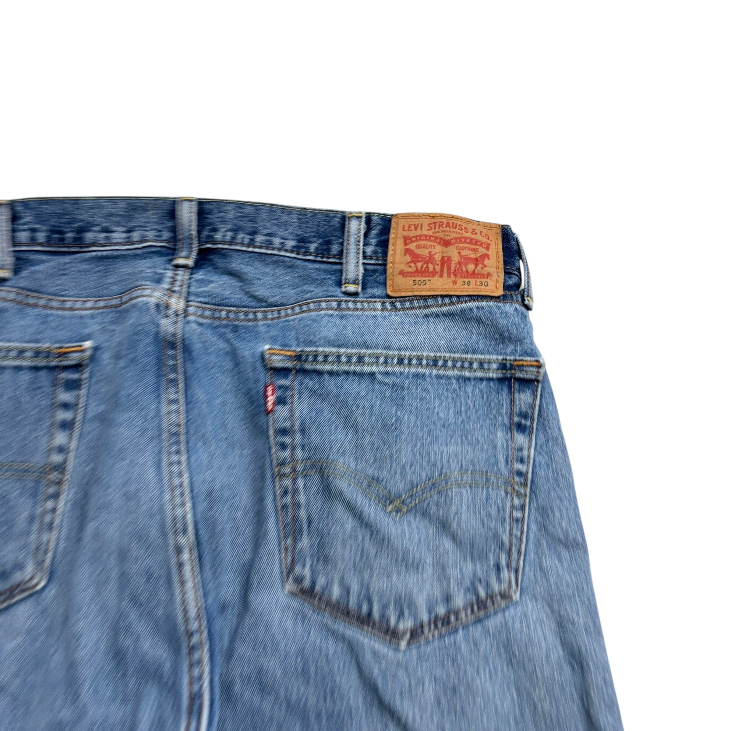 Levis 505 Jeans W38 L30 Mens Mid Blue Regular Straight Fit Denim