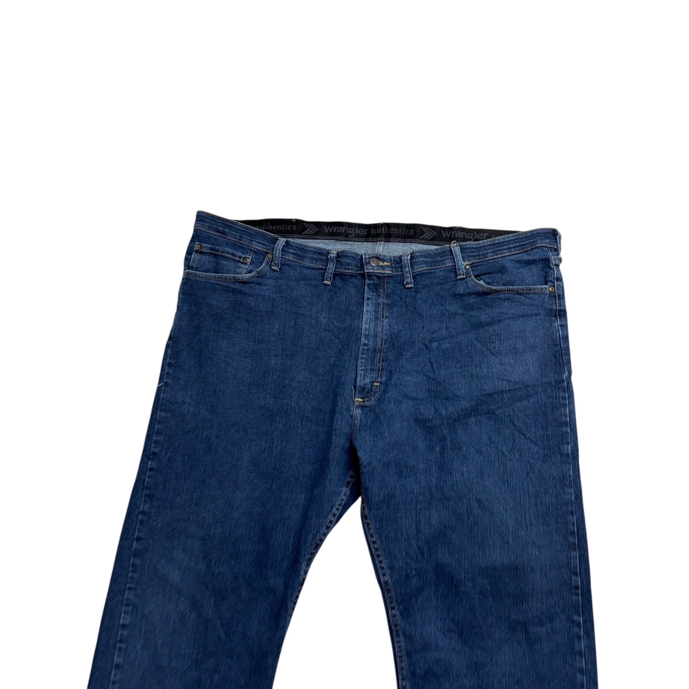 Wrangler Jeans W48 L30 Mens Dark Blue Regular Straight Fit Stretch Denim (E)