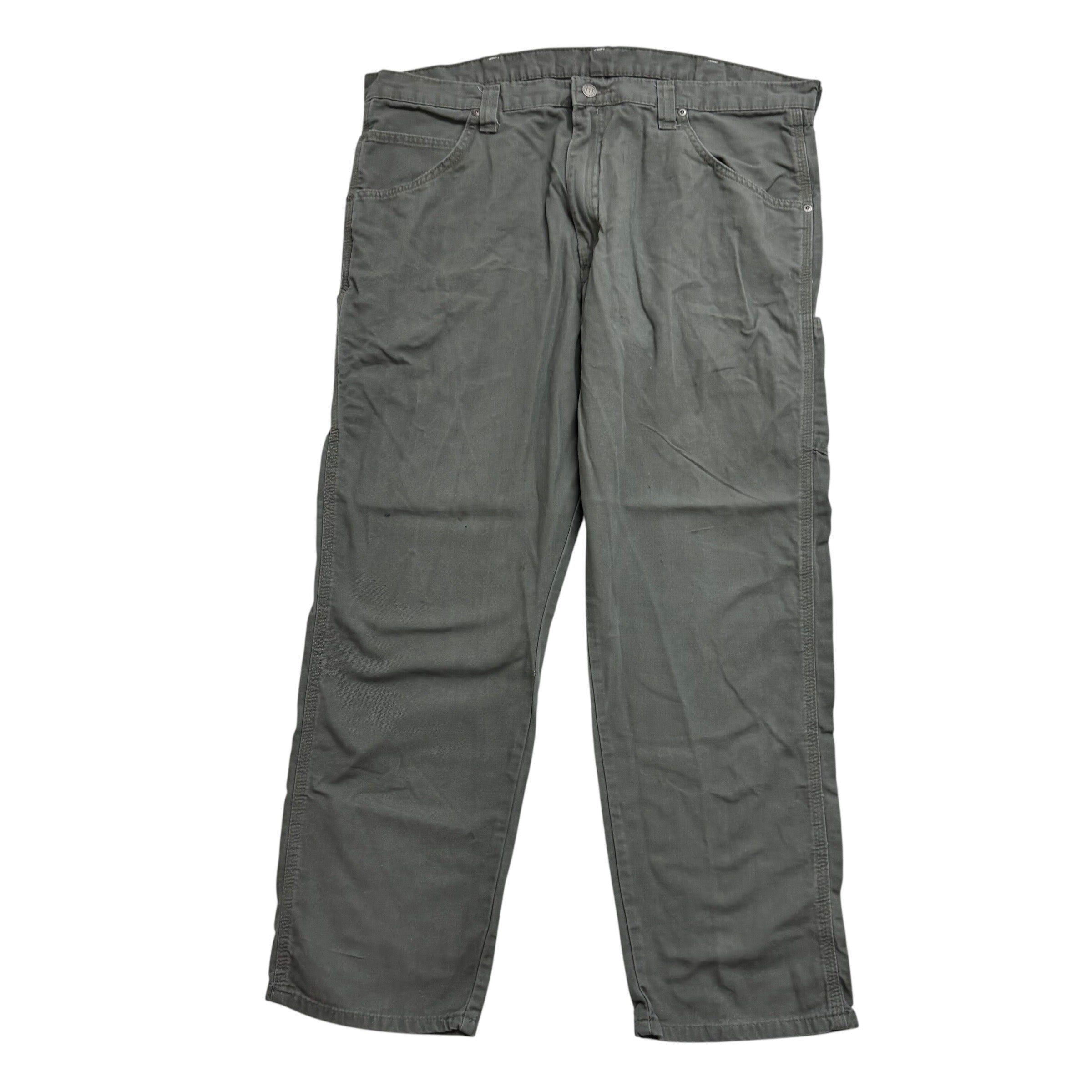 Wrangler Carpenter Pants W40 L30 Mens Green Relaxed Straight Fit Trousers (F)