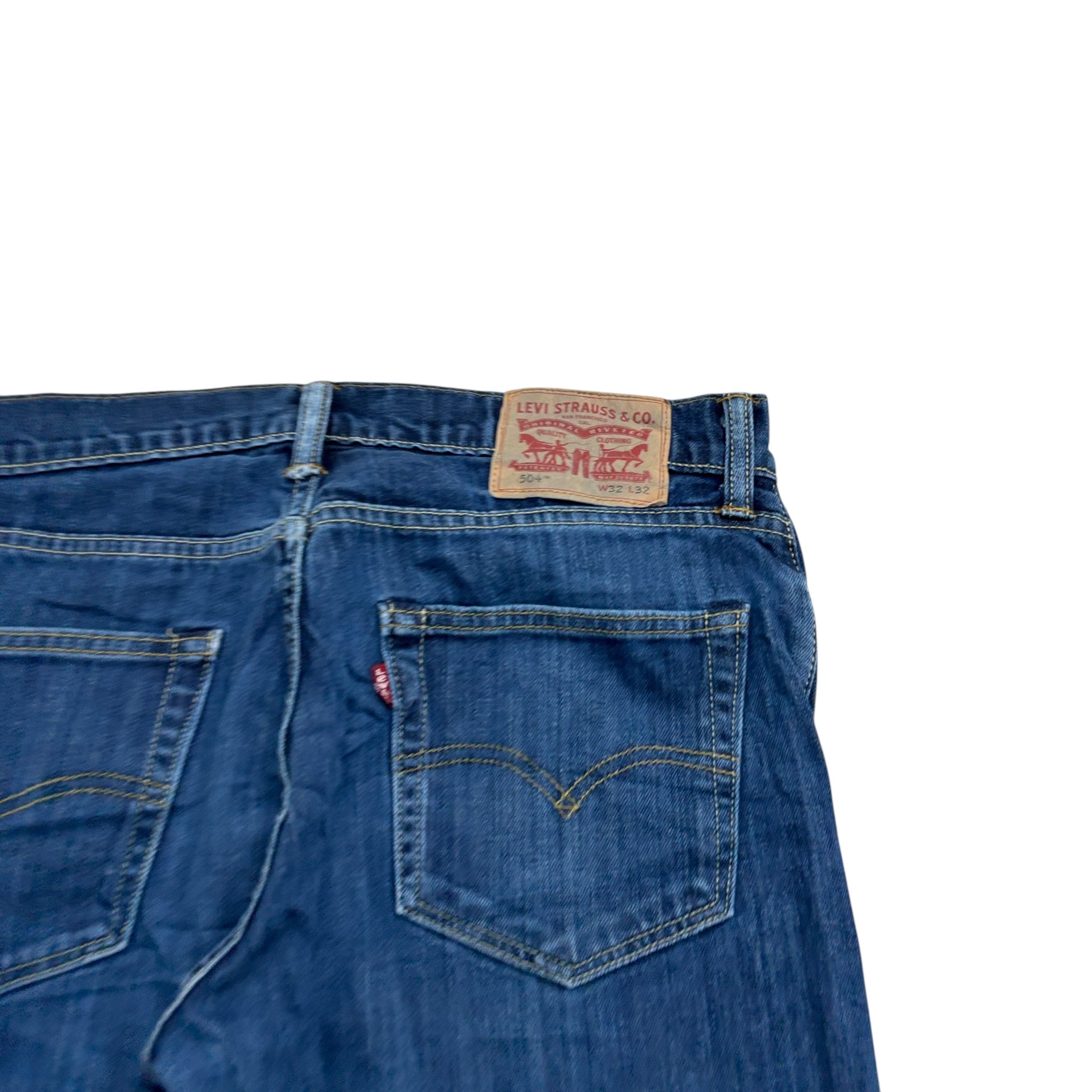 Levis 504 Jeans W32 L32 Mens Mid Blue Regular Straight Fit Denim