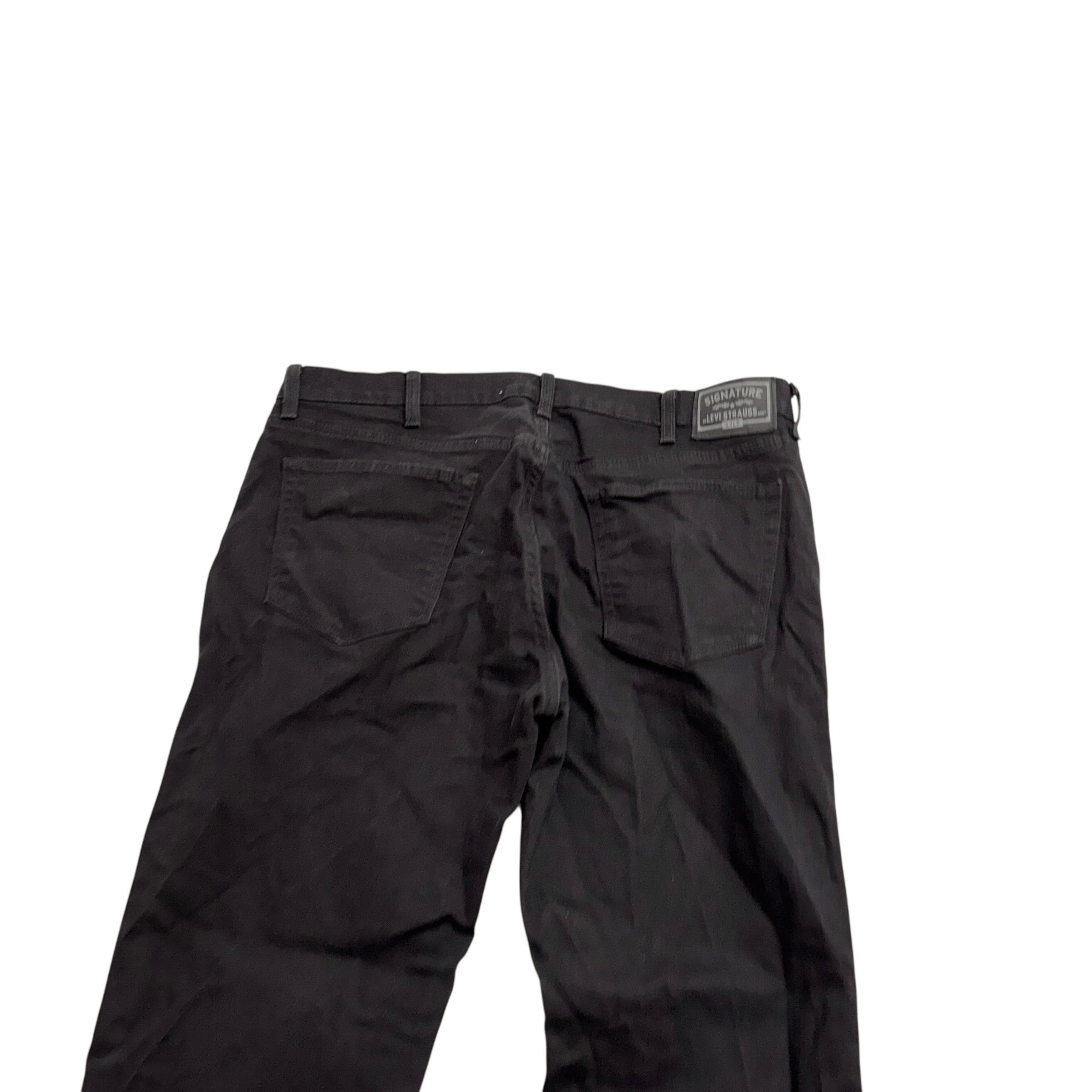 Levis Signature Jeans W40 L32 Mens Black Relaxed Straight Fit Stretch Denim (E)