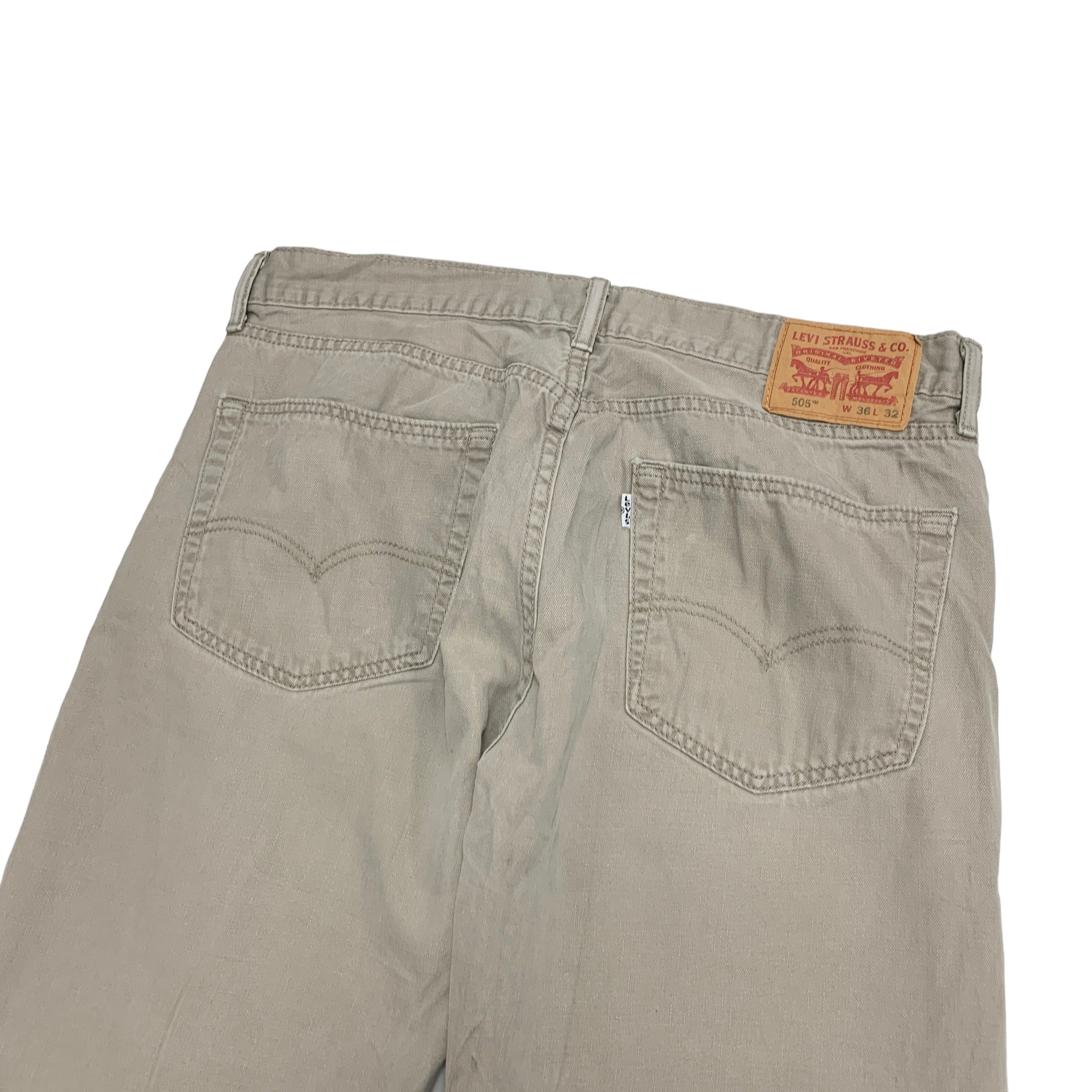 Levis 505 Trousers W36 L30 Mens Beige Tan Regular Straight Fit Cotton