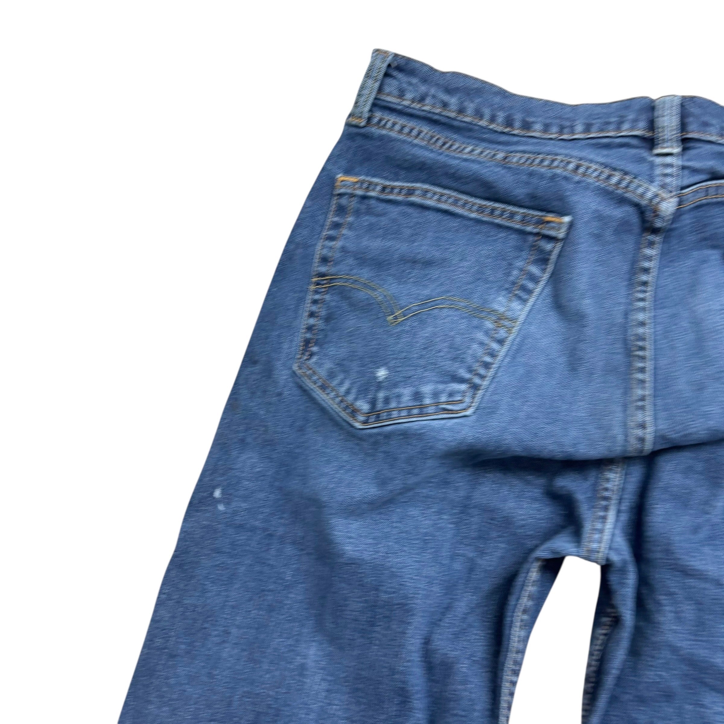 Levis 505 Jeans W34 L34 Mens Mid Blue Regular Straight Fit Stretch Denim (F)