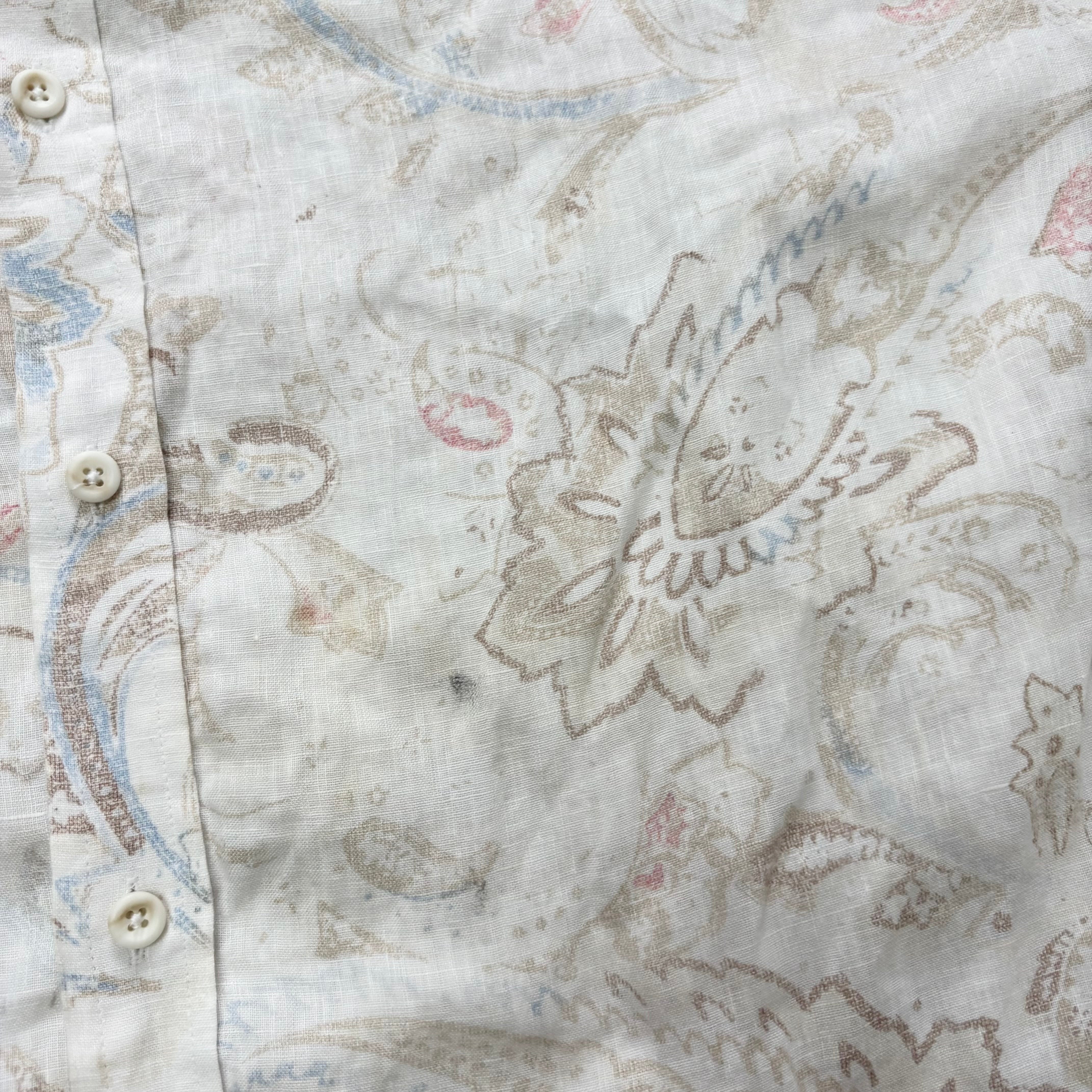 Vintage Hawaiian Shirt Mens XXL White Floral Aloha Short Sleeve Linen
