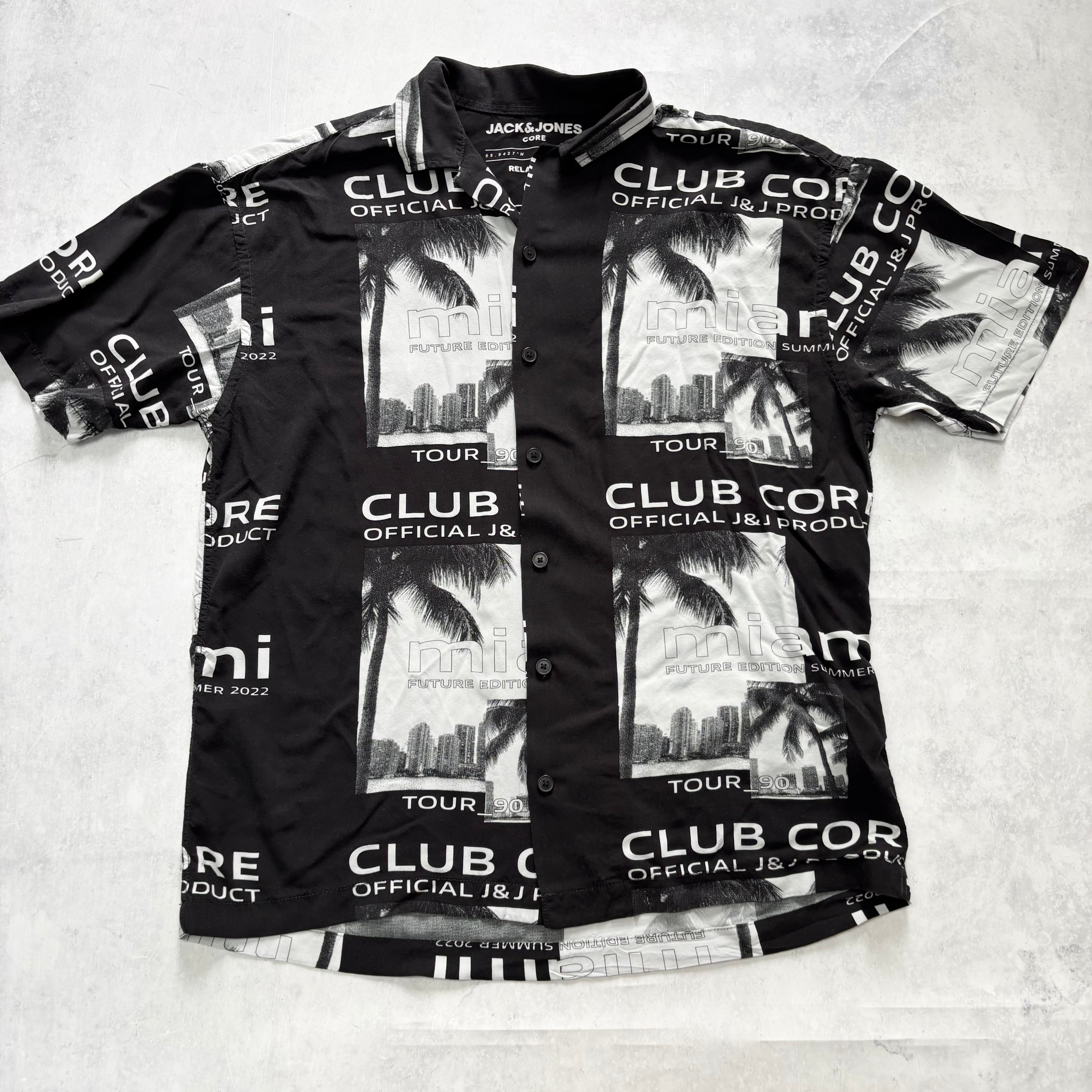 Hawaiian Shirt Mens Large Black Aloha Short Sleeve Viscose (E)