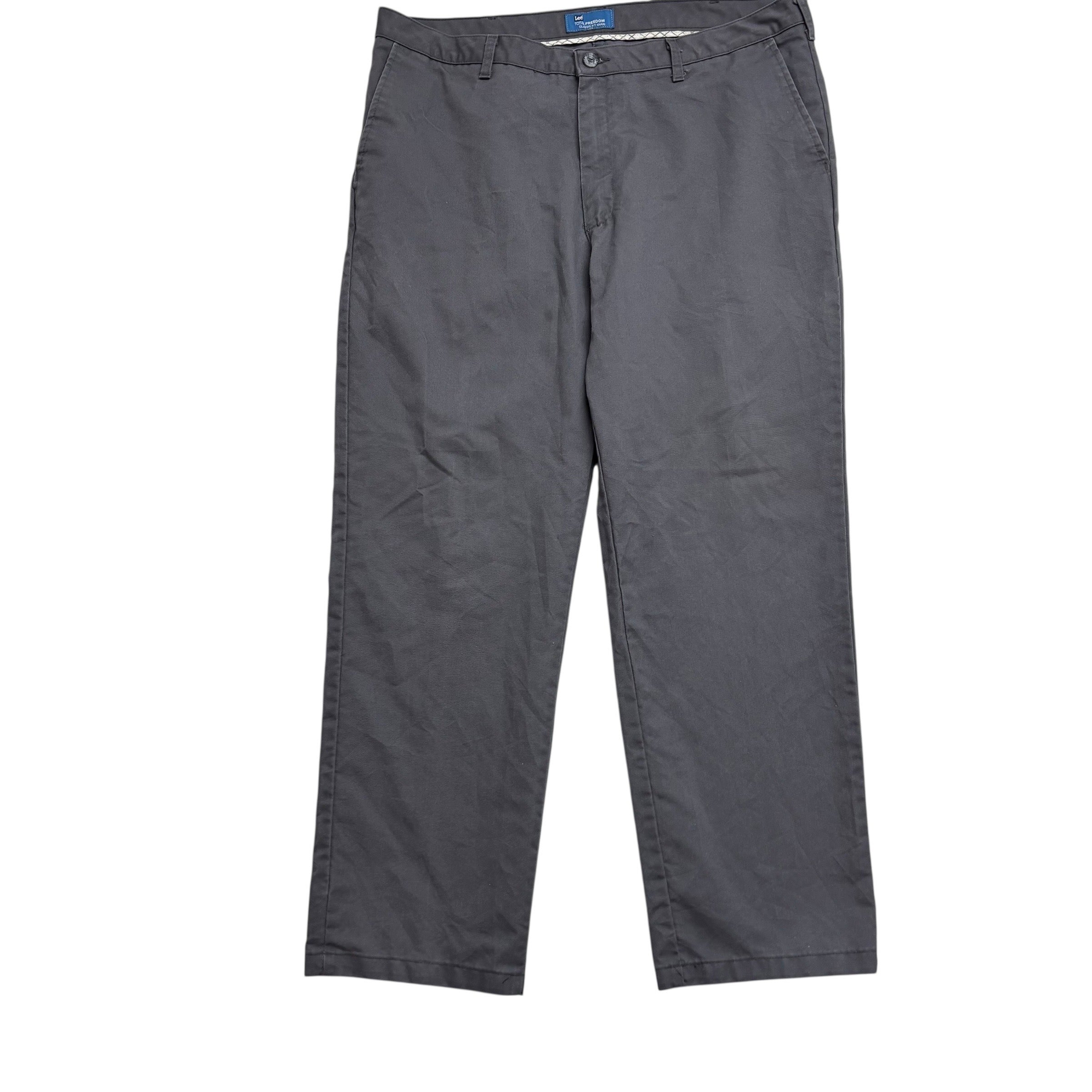 Lee Trousers W40 L31 Mens Grey Relaxed Fit Total Freedom Pants Vintage (E)