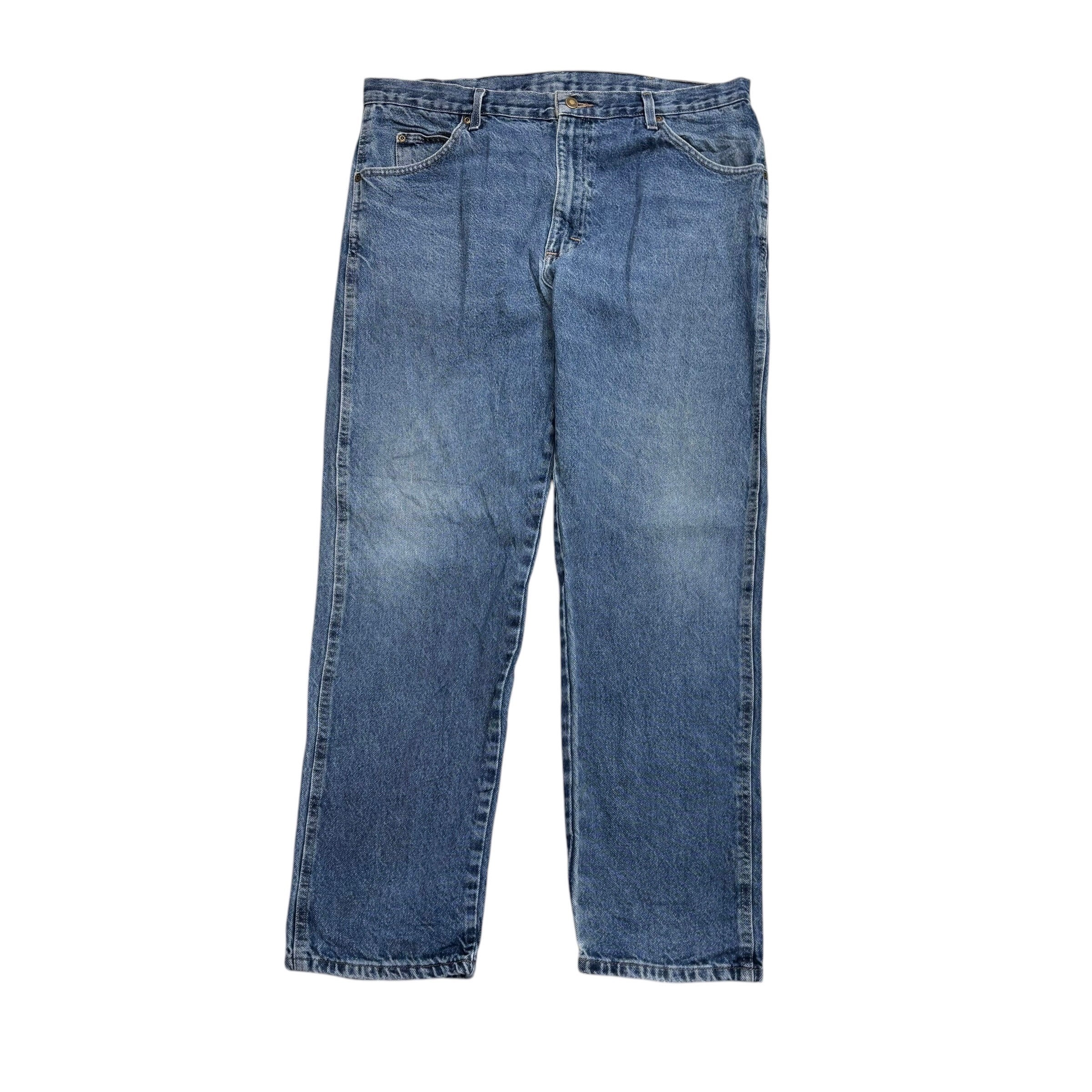 Wrangler Jeans W38 L32 Mens Mid Blue Regular Straight Fit Denim