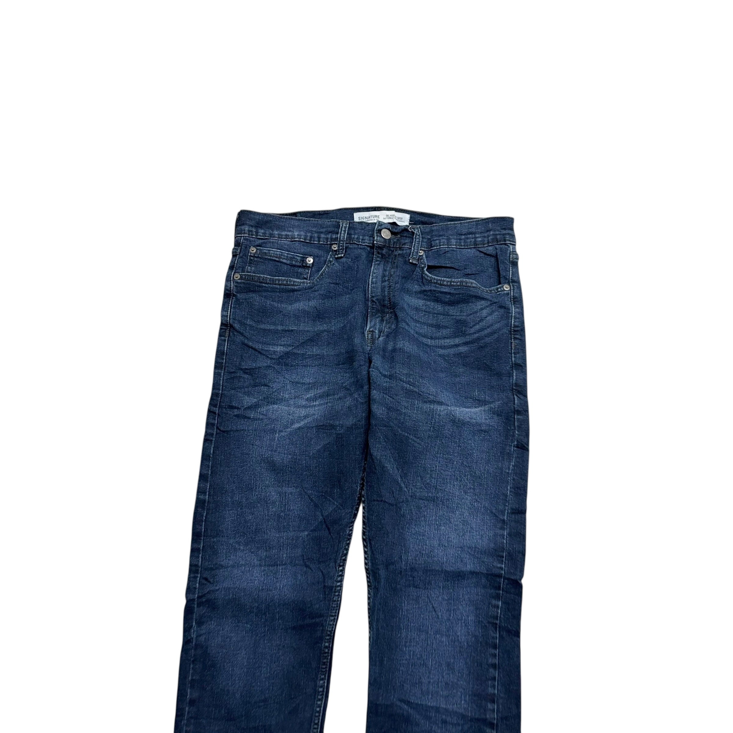 Levis Signature Jeans W34 L32 Mens Navy Blue Regular Tapered Fit Stretch (E)