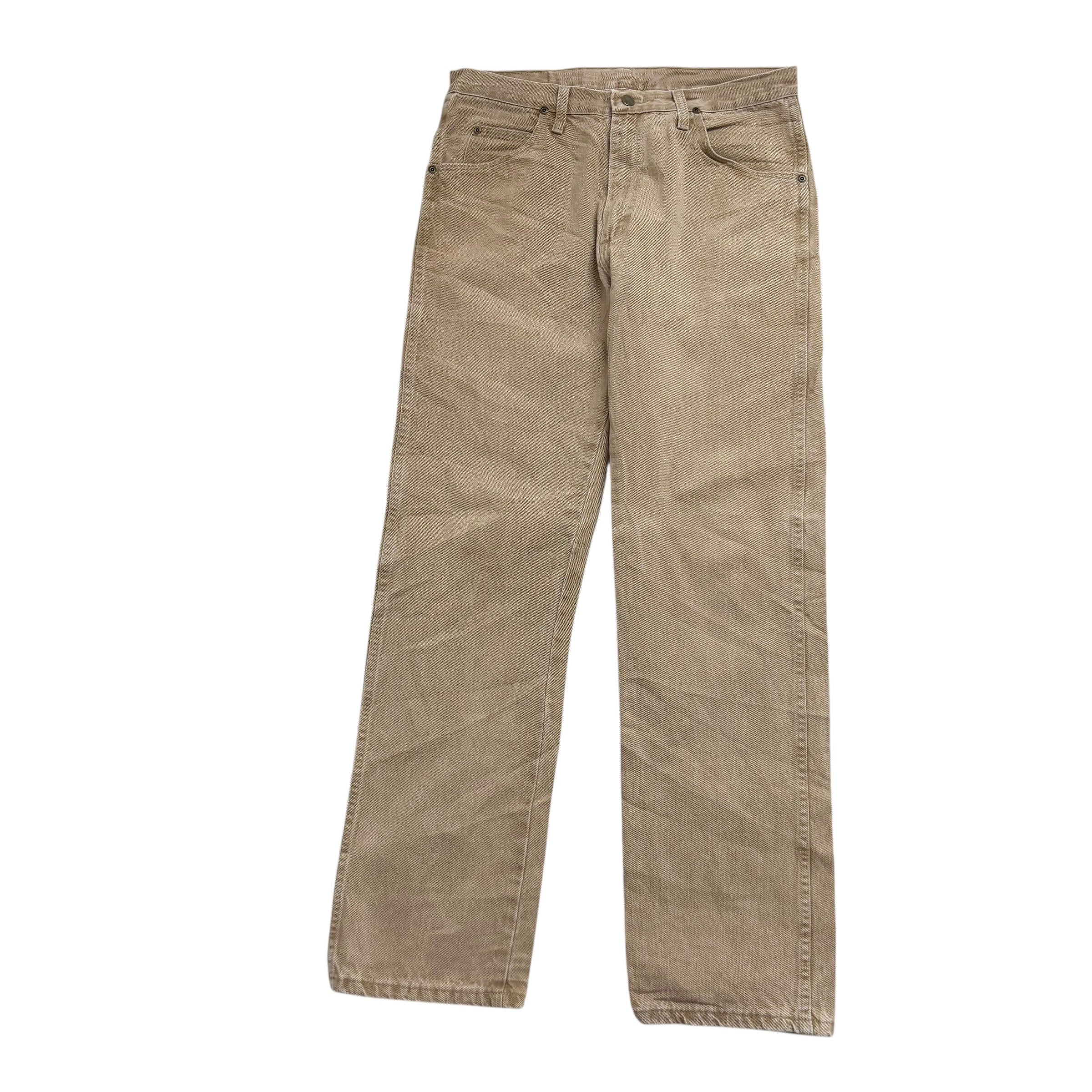 Wrangler Jeans W32 L32 Mens Beige Tan Regular Straight Fit Denim