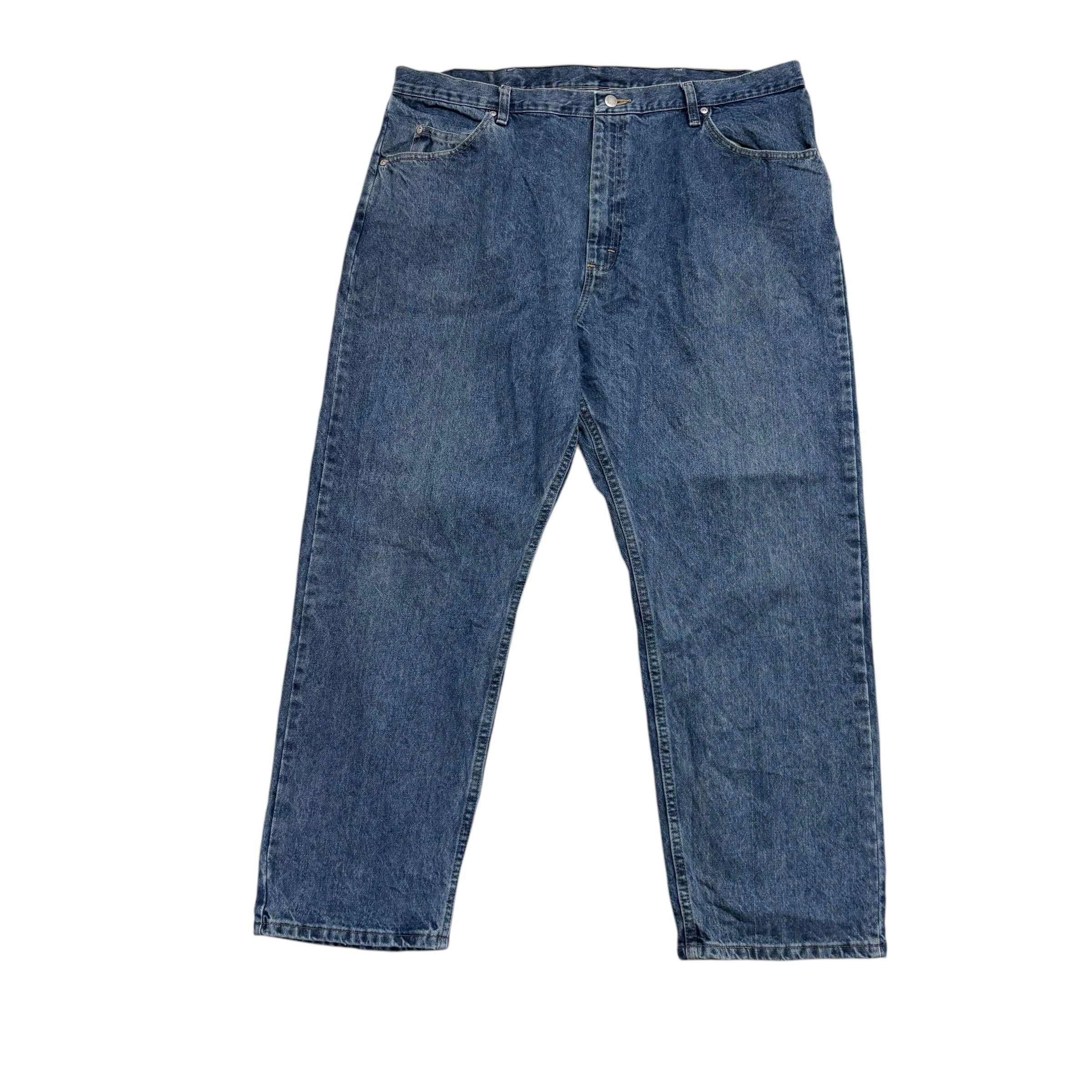 Wrangler Jeans W42 L30 Mens Mid Blue Relaxed Straight Fit Baggy Denim (E)