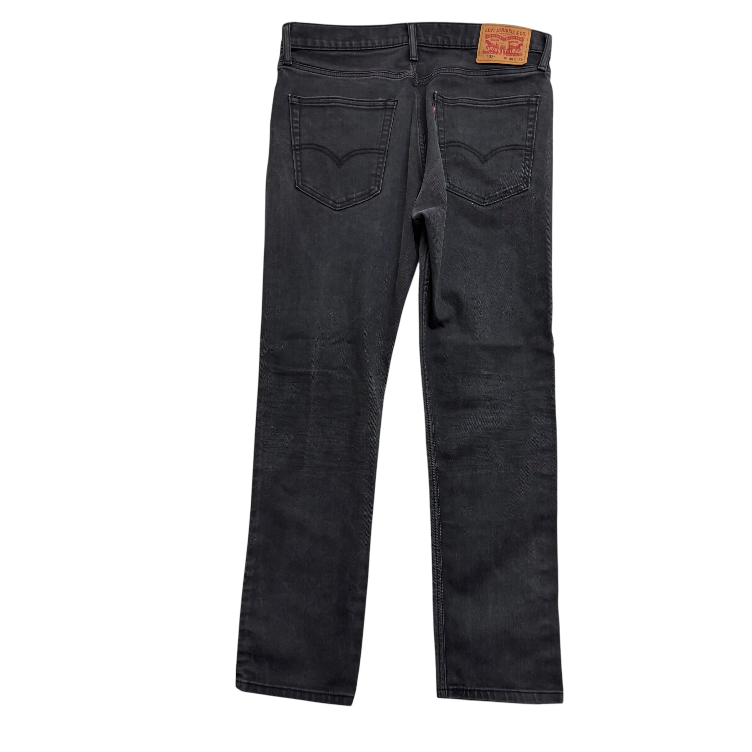 Levis 502 Jeans W36 L32 Mens Black Regular Tapered Fit Stretch Denim