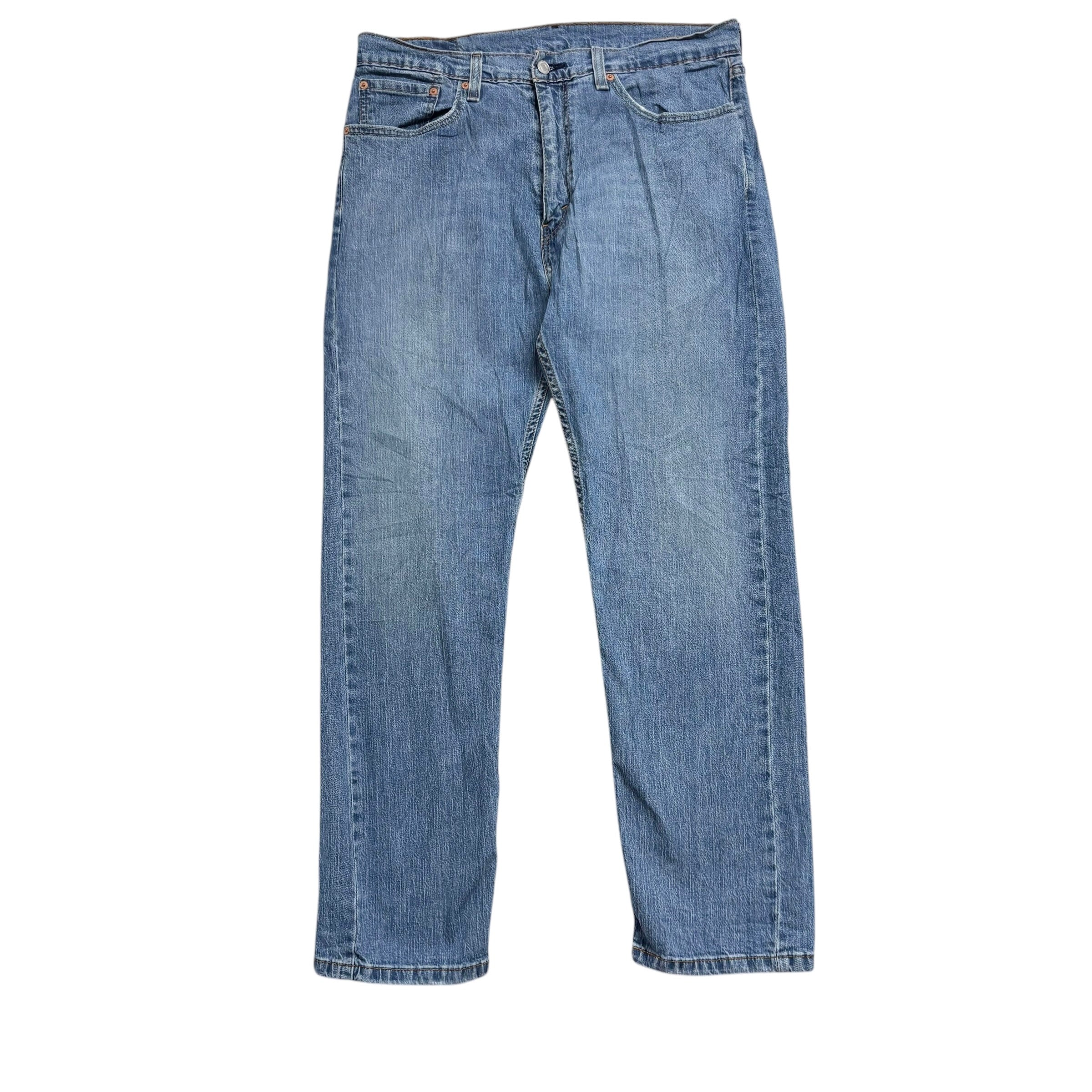 Levis 505 Jeans W36 L30 Mens Light Blue Regular Straight Fit Stretch Denim (E)