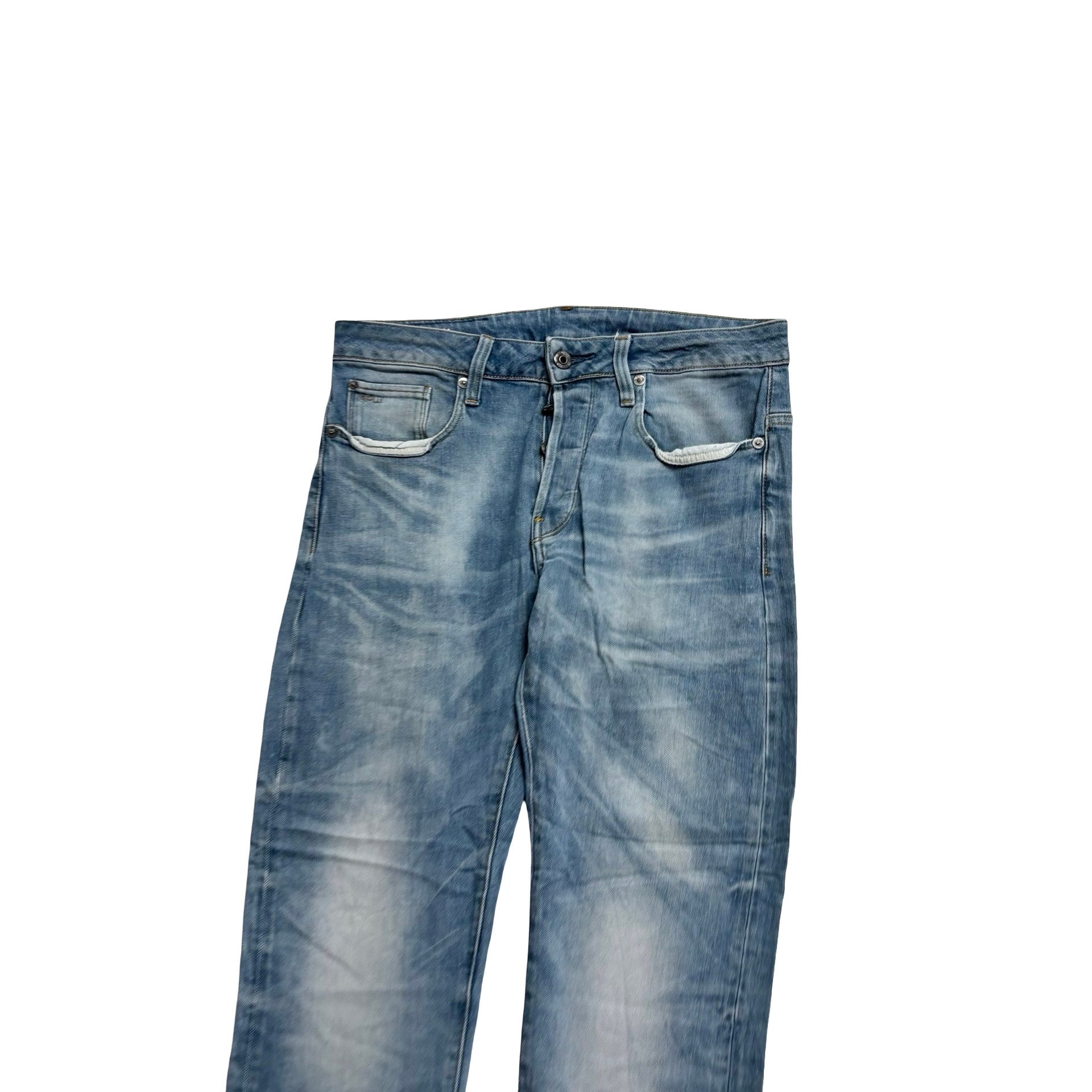G Star 3301 Jeans W32 L27 Mens Mid Blue Slim Fit Stretch Denim