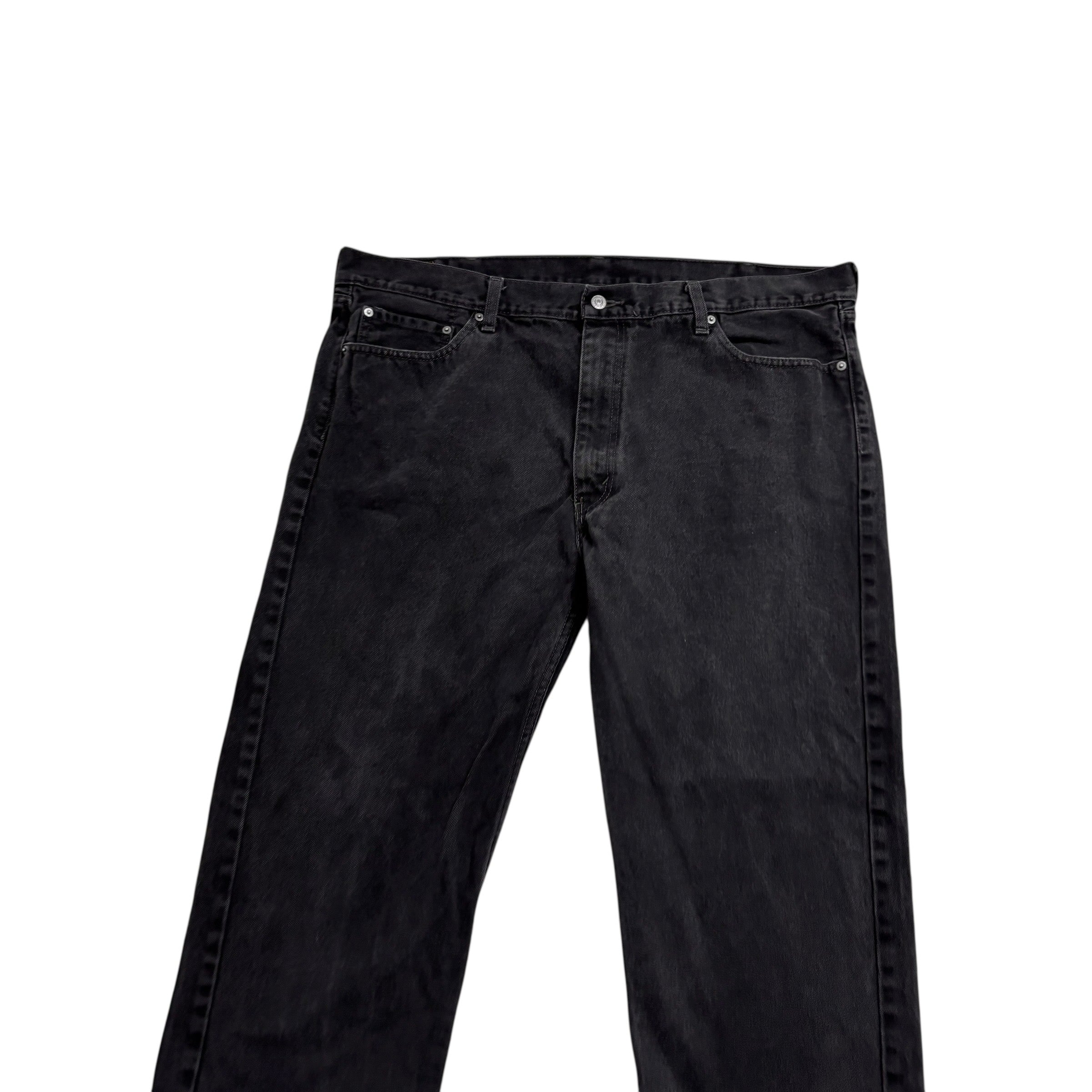 Levis 505 Jeans W44 L30 Mens Black Regular Straight Fit Denim (E)