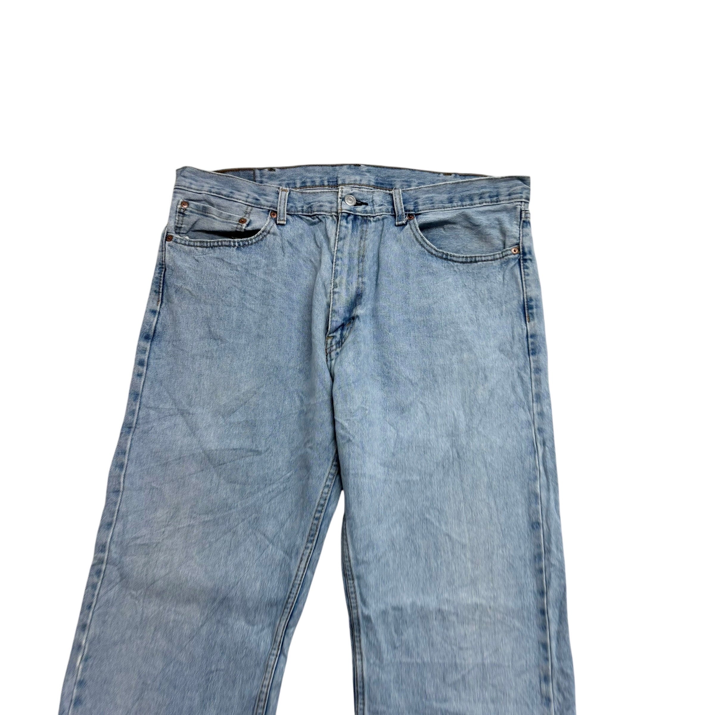 Levis 505 Jeans W38 L34 Mens Light Blue Regular Straight Fit Denim (E)