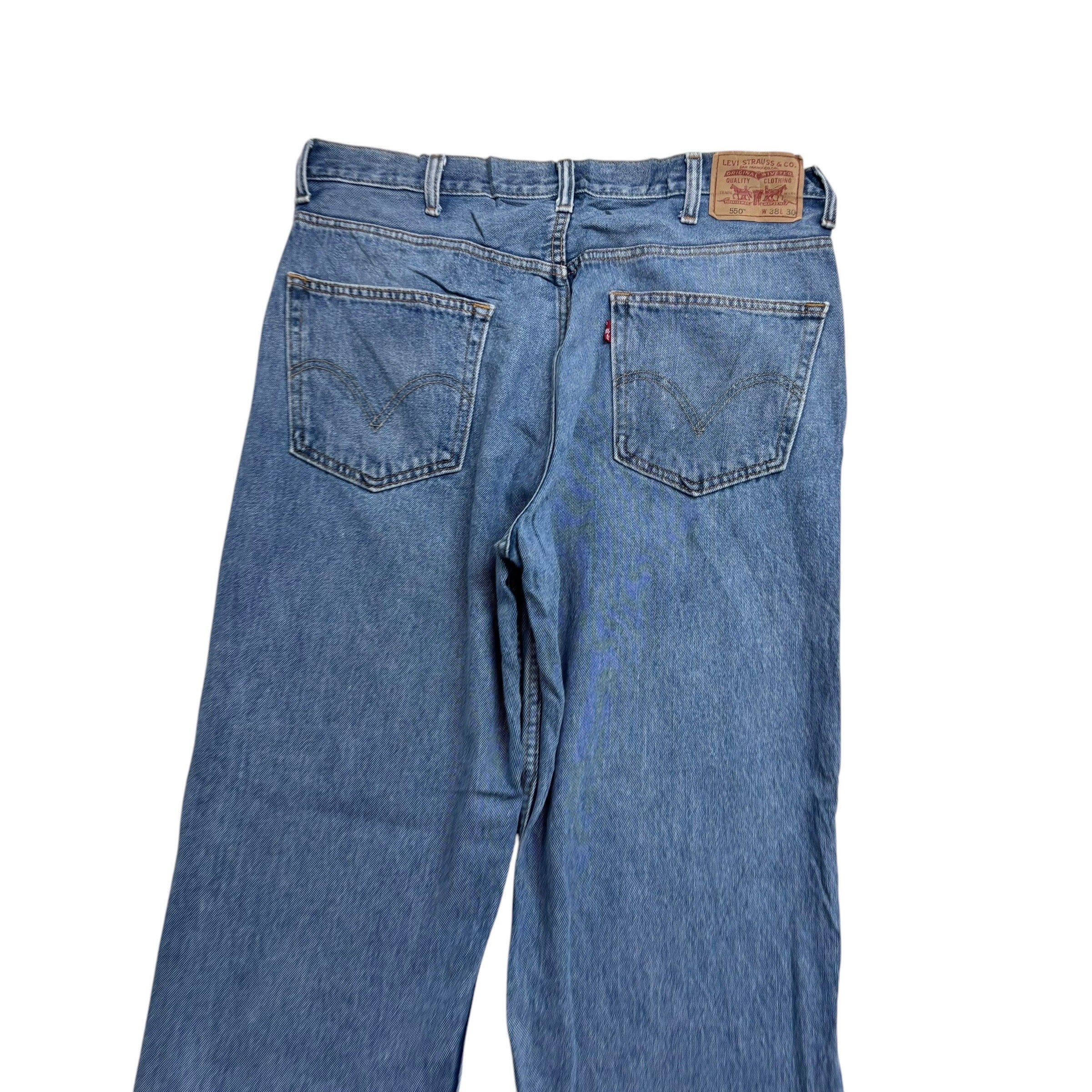 Levis 550 Jeans W38 L30 Mens Mid Blue Baggy Relaxed Straight Vintage Denim (E)