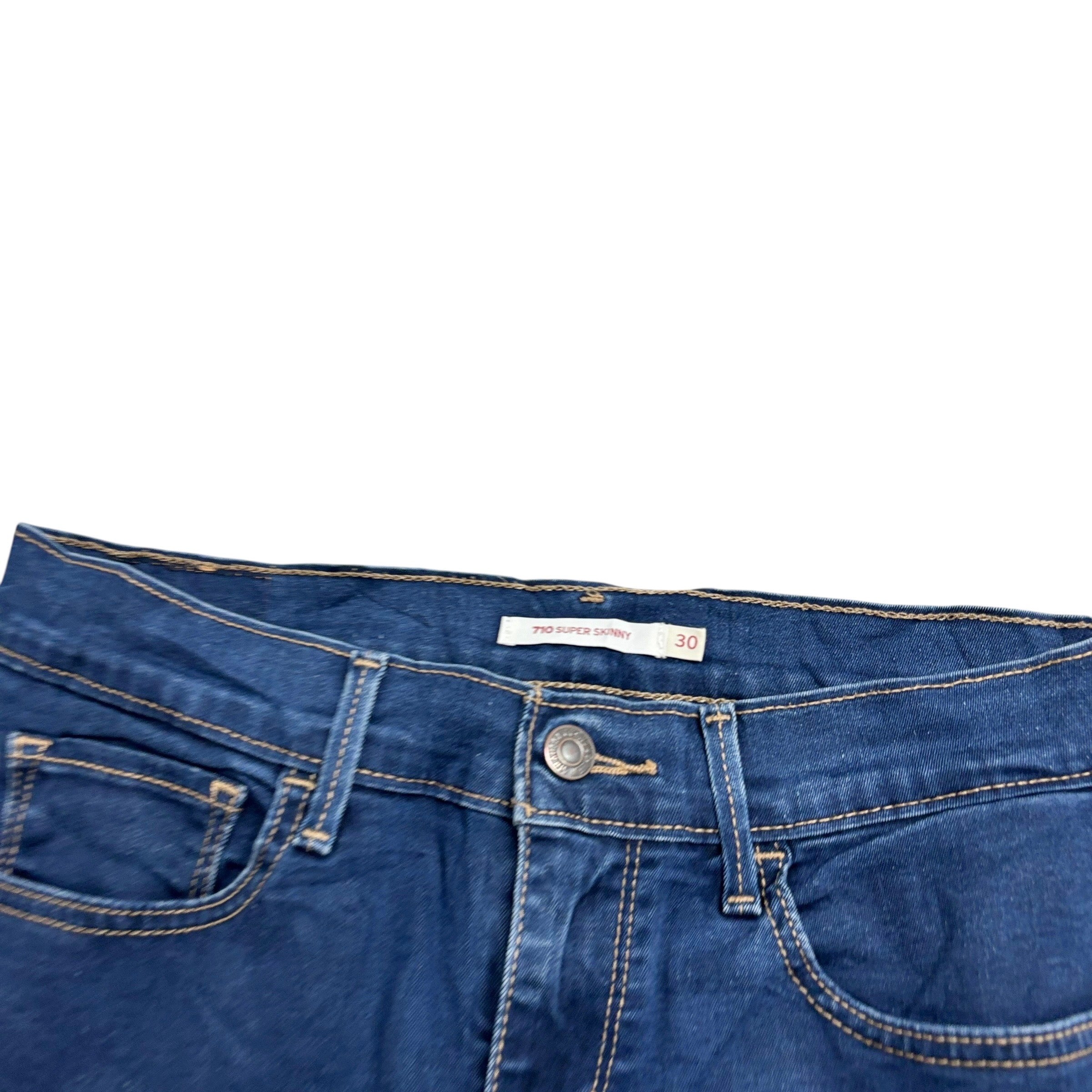 Levis 710 Jeans W30 L30 Womens Super Skinny Fit Dark Blue Stretch Denim (E)