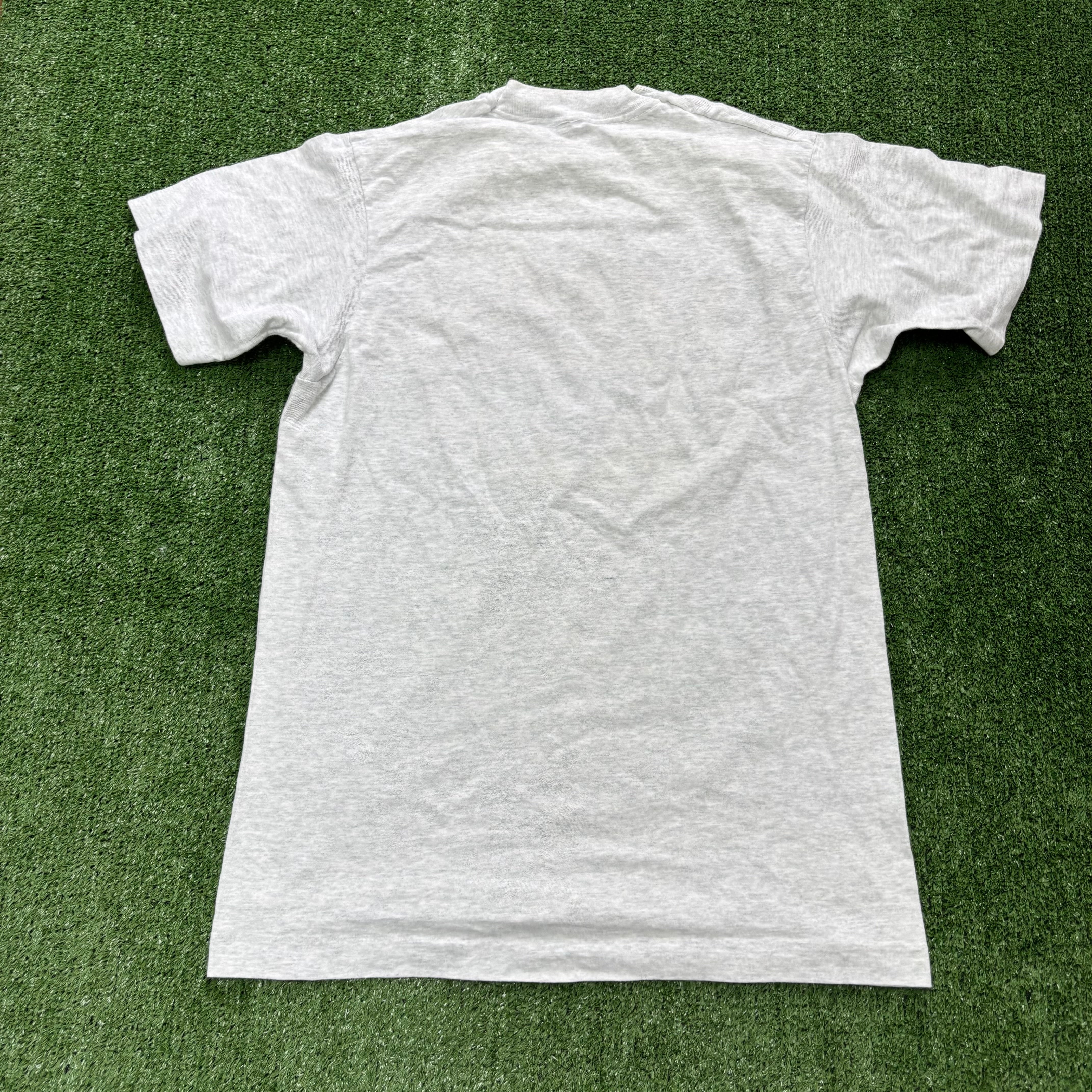 Vintage T Shirt Mens Small Grey Single Stitch Graphic Print 90s USA (E)