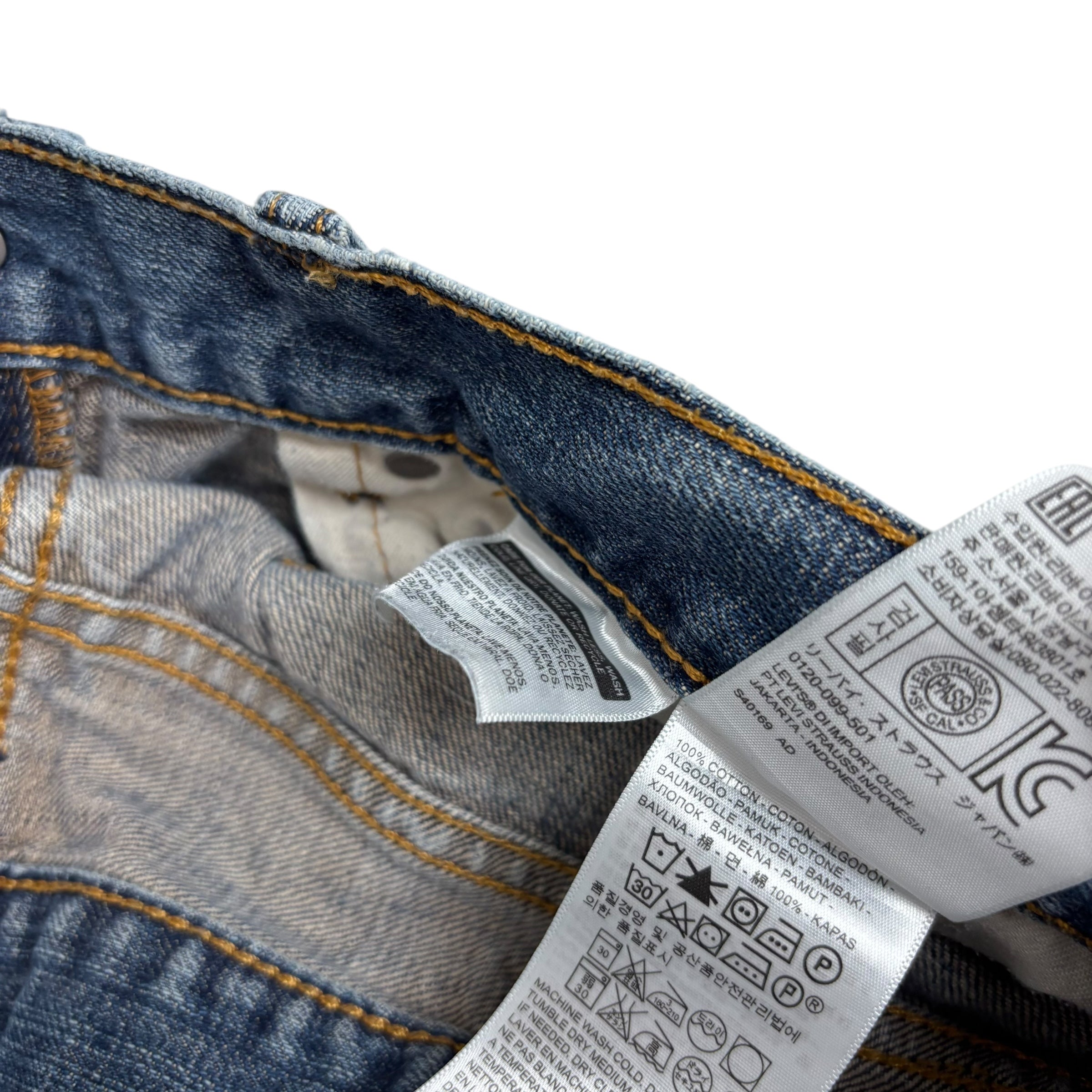 Levis 505 Jeans W34 L31 Mens Mid Blue Regular Straight Fit Denim