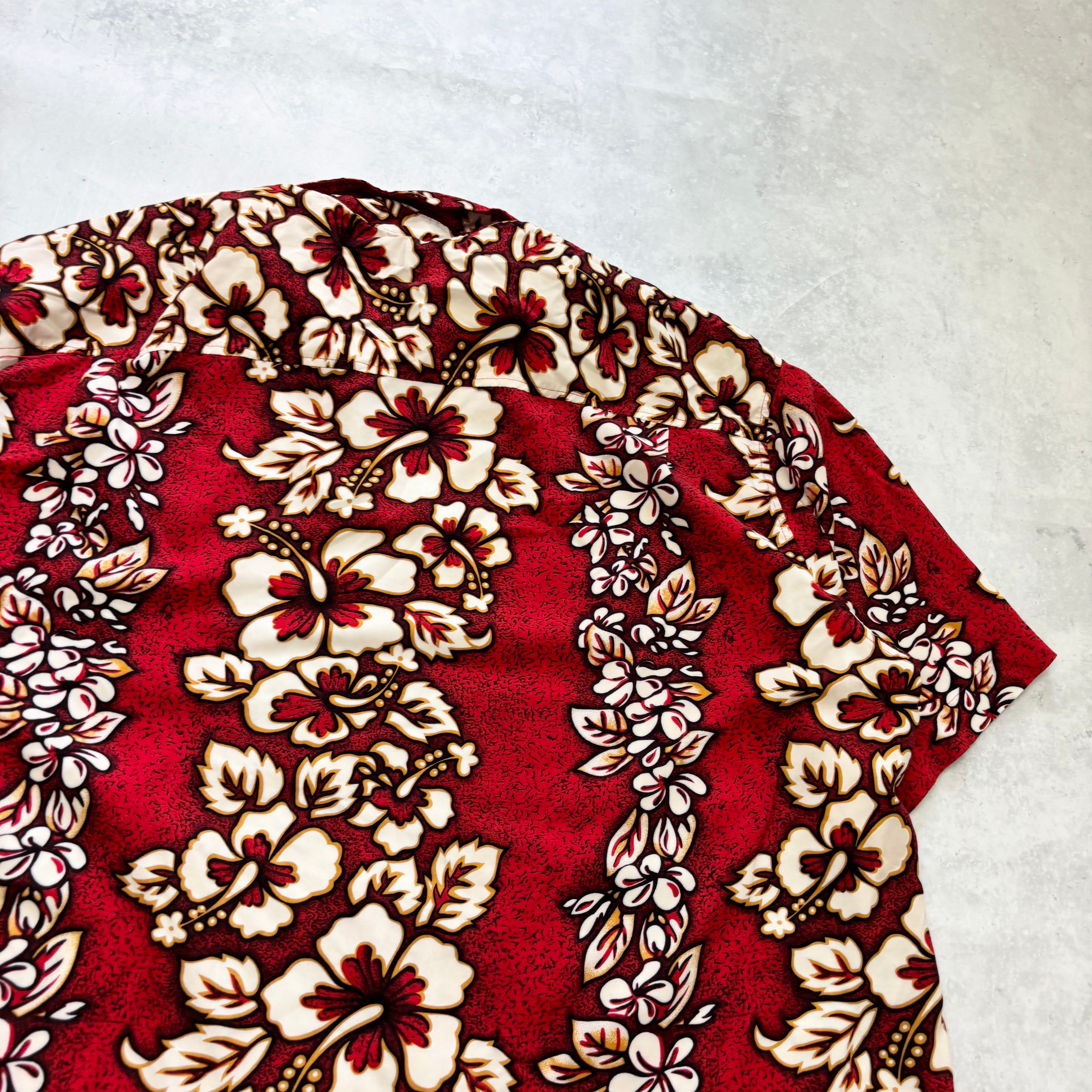 Hawaiian Shirt Mens 4XL Red Floral Aloha Short Sleeve Flowers (E)