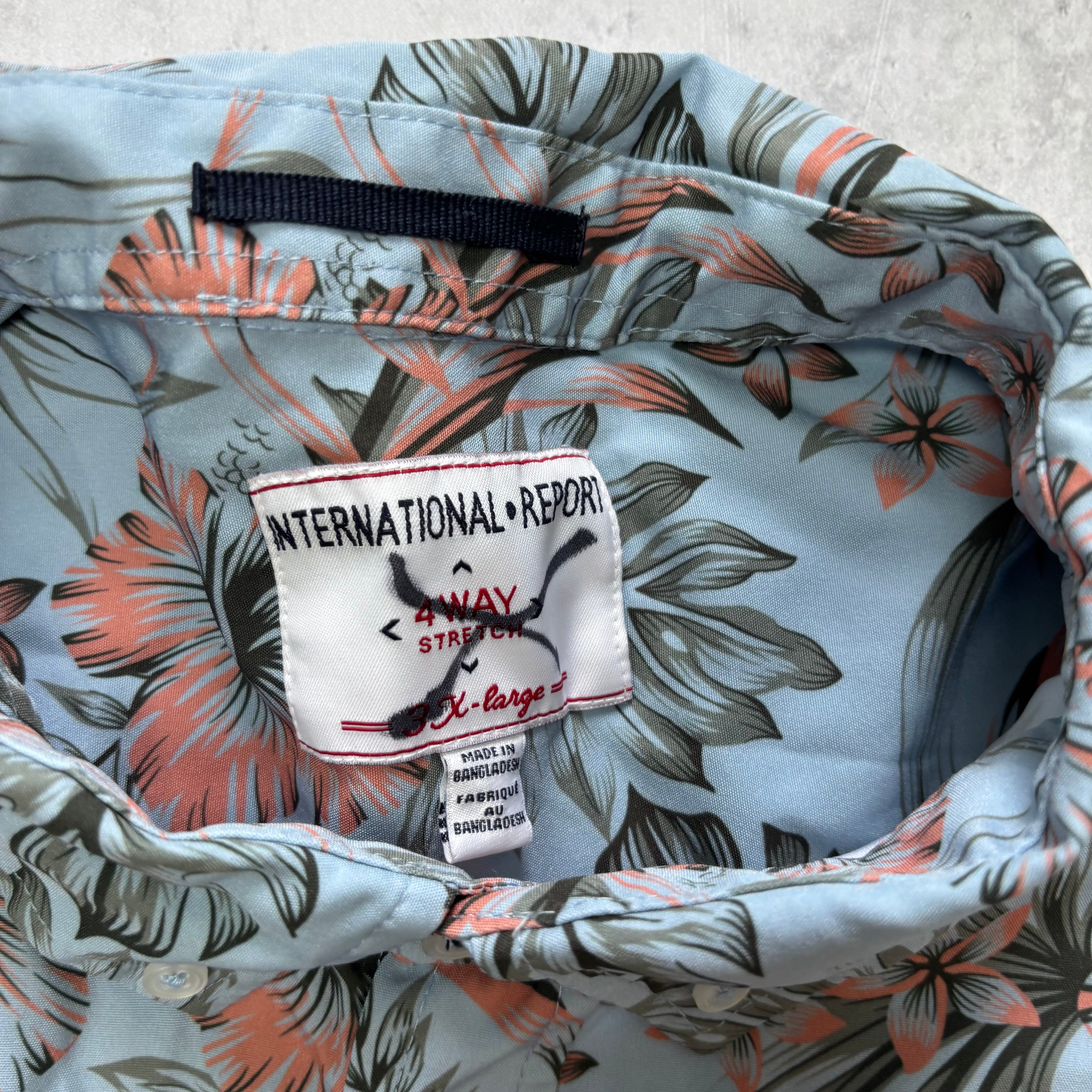 Hawaiian Shirt Mens 3XL Blue Floral Aloha Short Sleeve Polyester (E)
