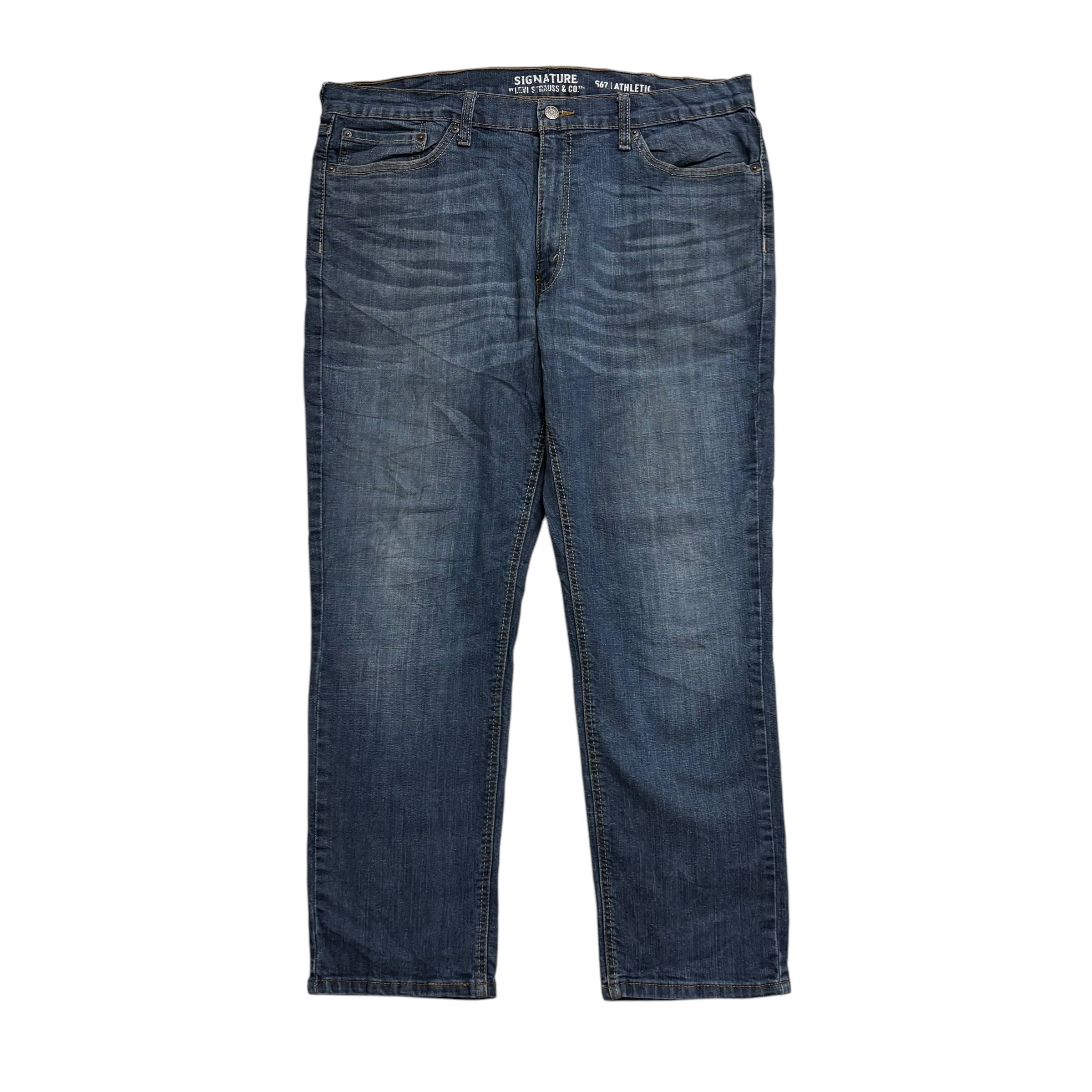 Levis Signature Jeans W38 L30 Mens Mid Blue Athletic Fit Stretch Denim (E)