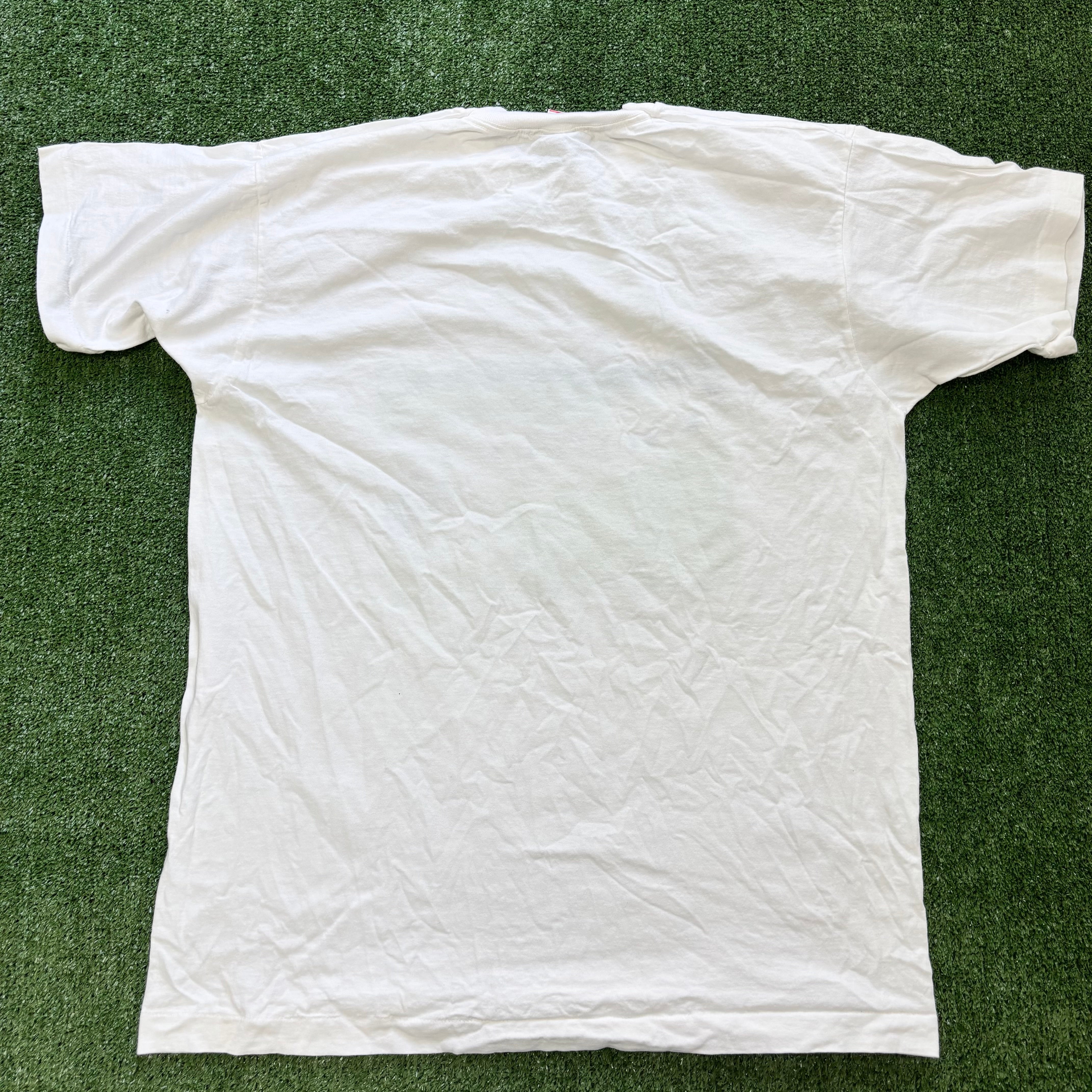 Vintage T Shirt Mens XL White Single Stitch Graphic Print 90s USA Tourist (E)