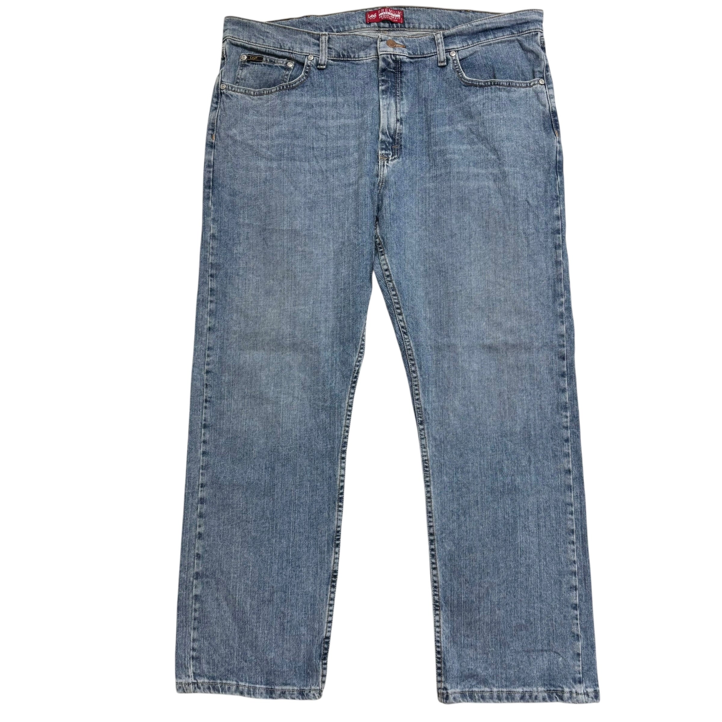 Lee Jeans W42 L30 Mens Regular Straight Fit Mid Blue Stretch Denim (E)