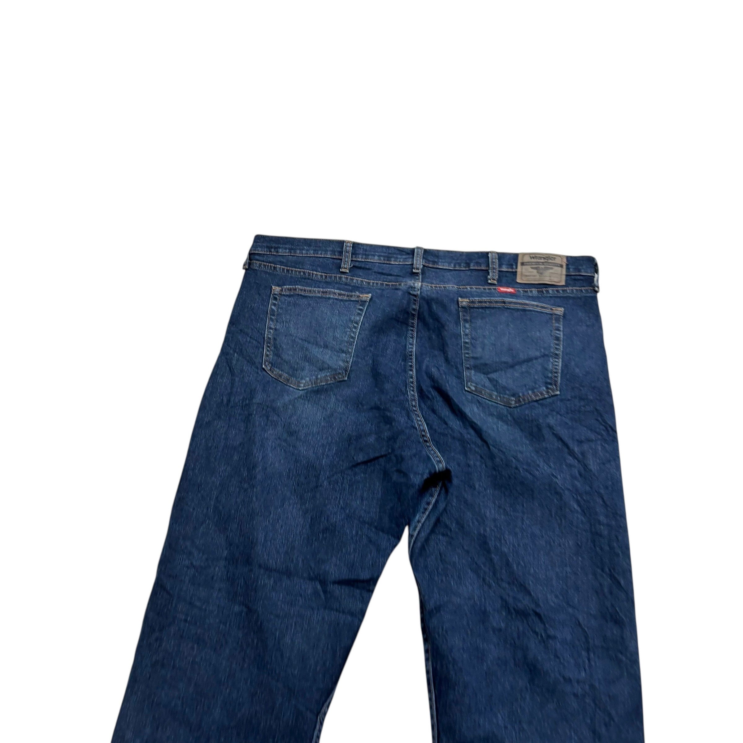 Wrangler Jeans W42 L32 Mens Dark Blue Relaxed Straight Fit Stretch Denim (E)