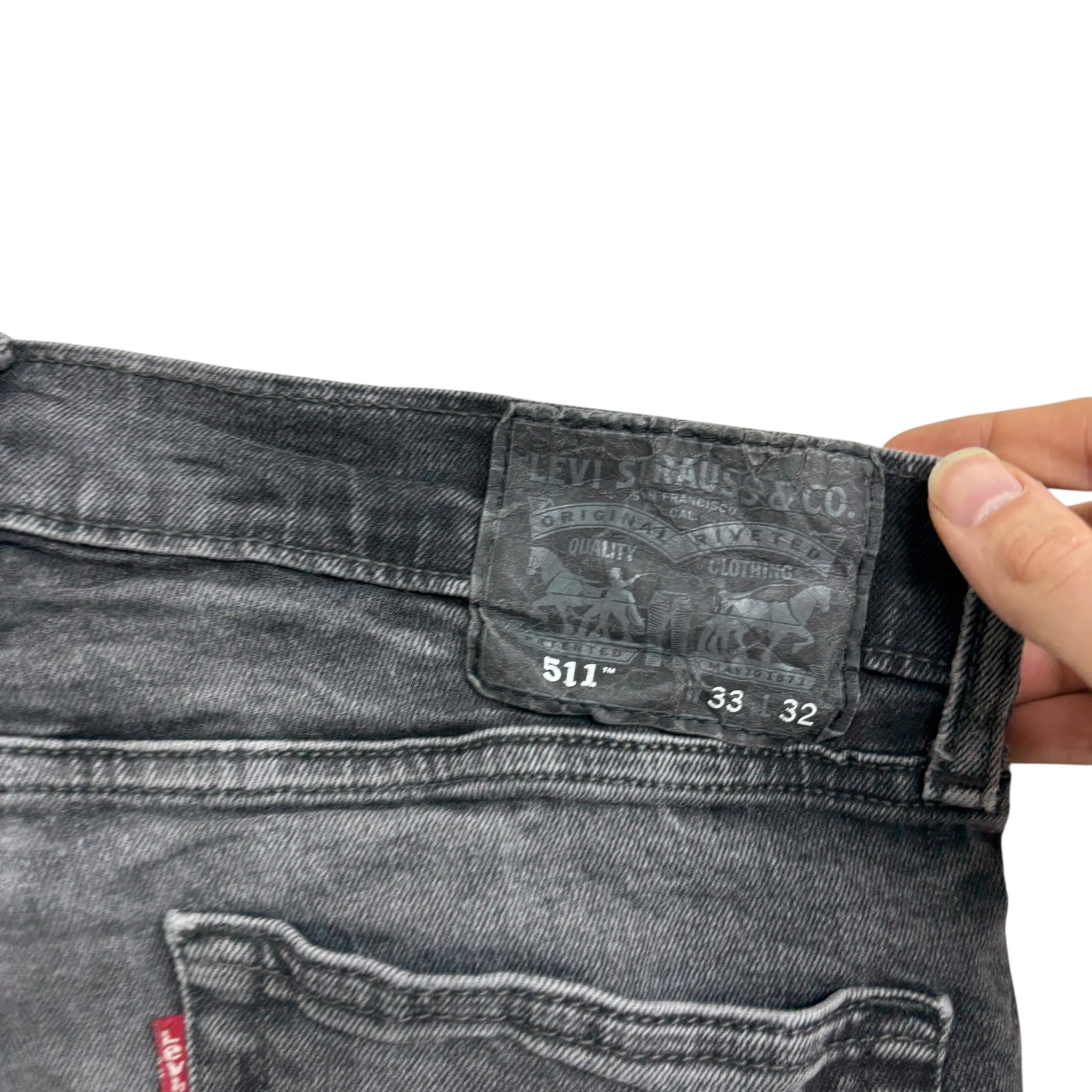 Levis 511 Jeans W33 L32 Mens Grey Slim Fit Stretch Denim