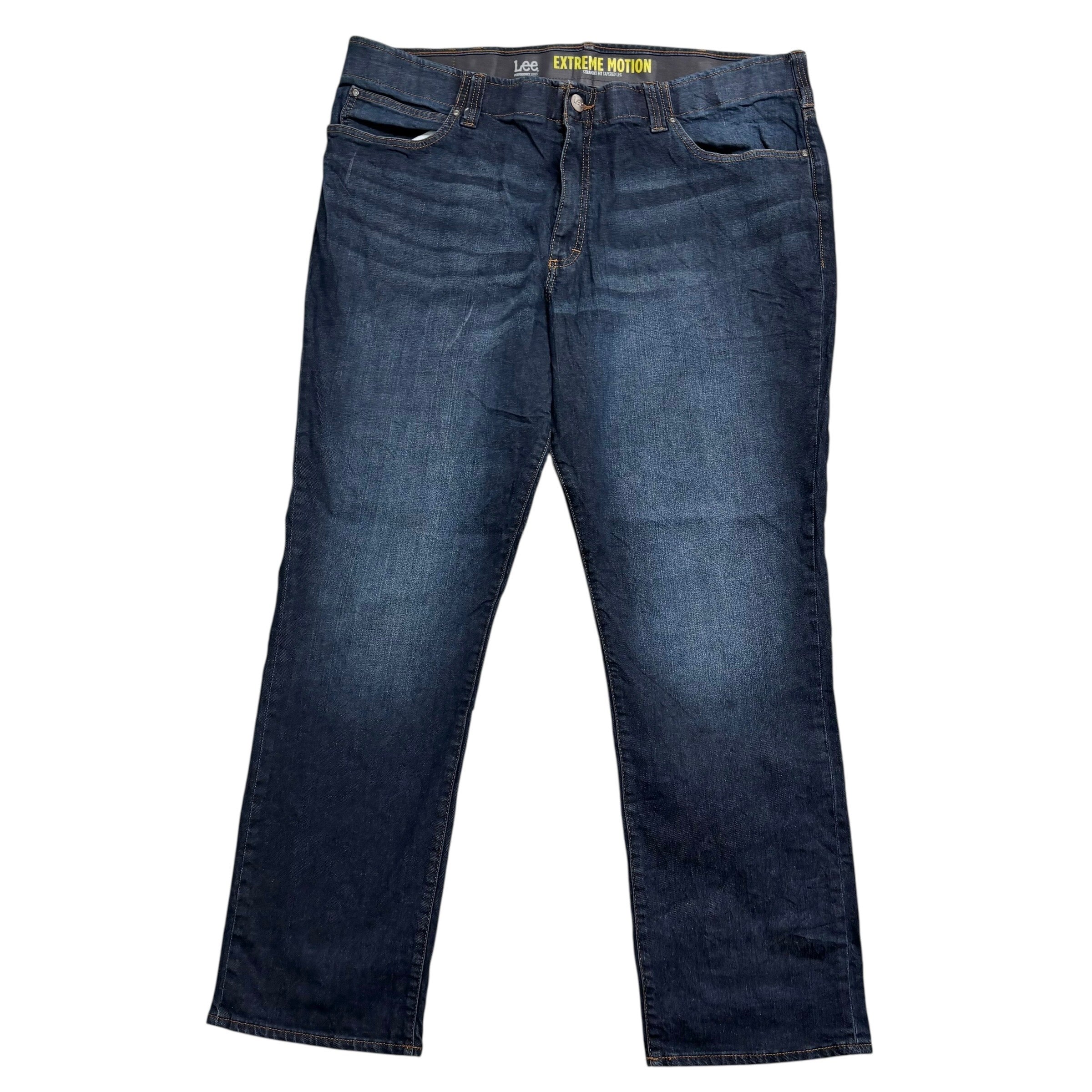 Lee Jeans W44 L32 Mens Dark Blue Regular Tapered Fit Stretch Denim