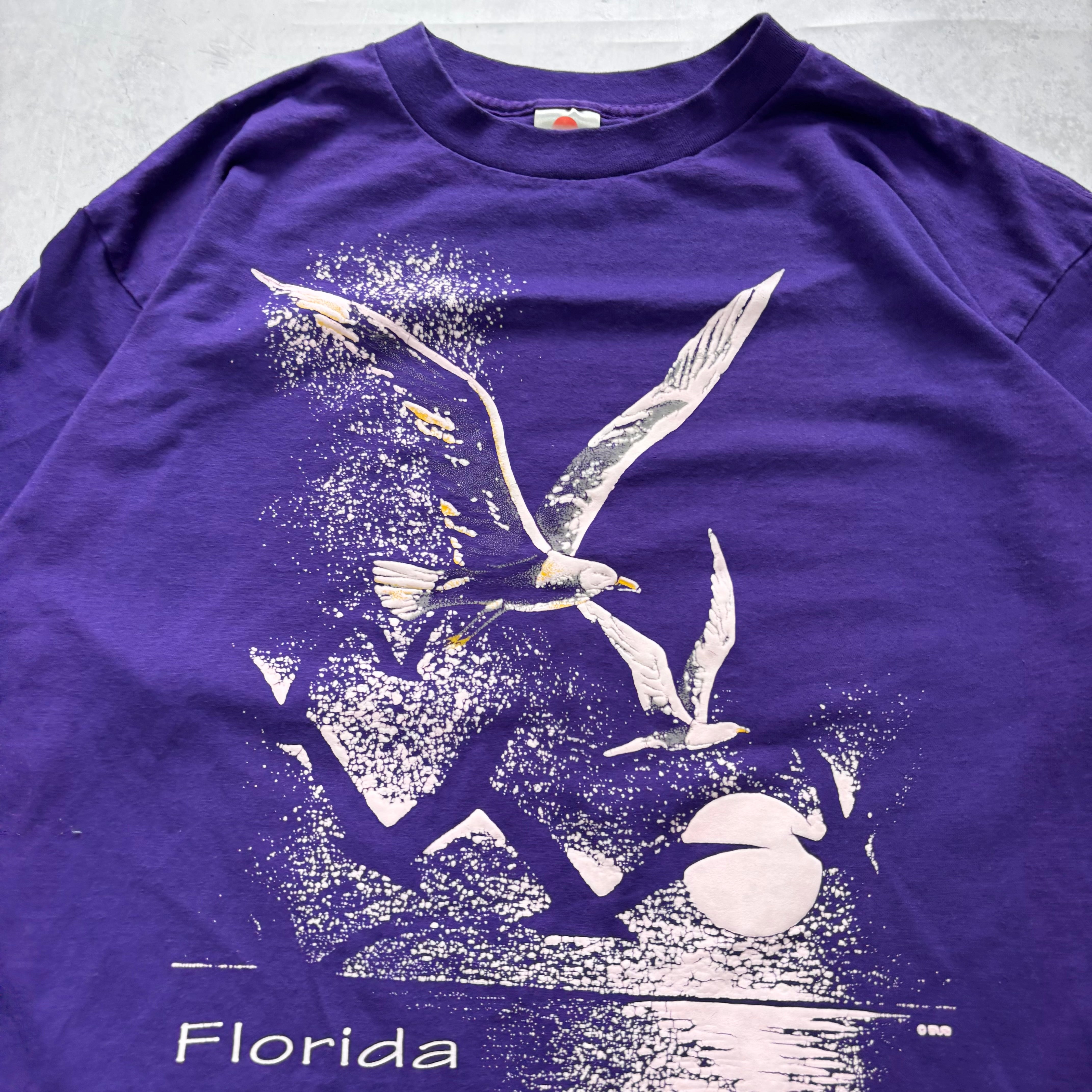 Vintage T Shirt Mens XL Purple Single Stitch Graphic Print 90s Nature USA (E)