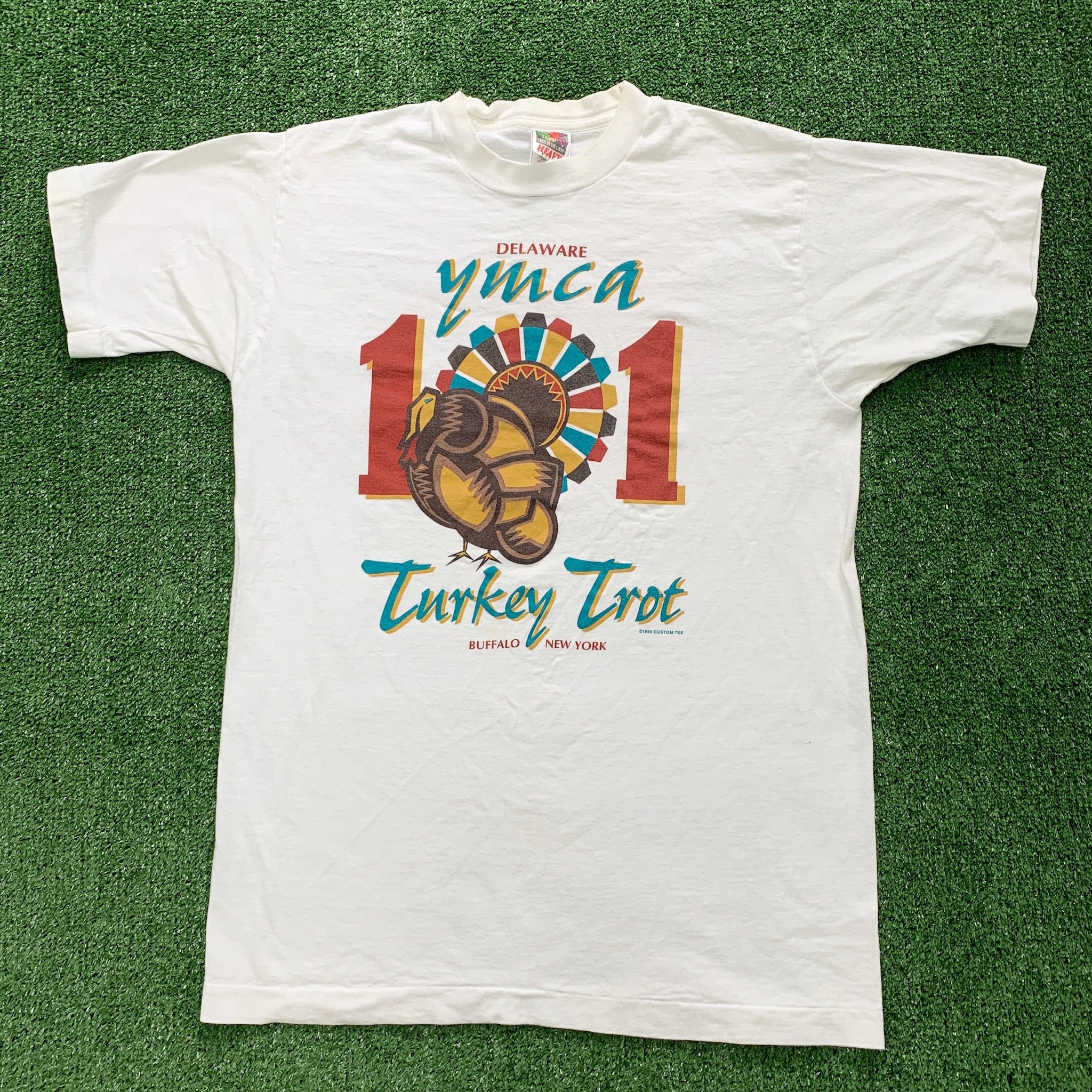 Vintage T Shirt Mens Medium White Single Stitch Graphic Print 90s USA