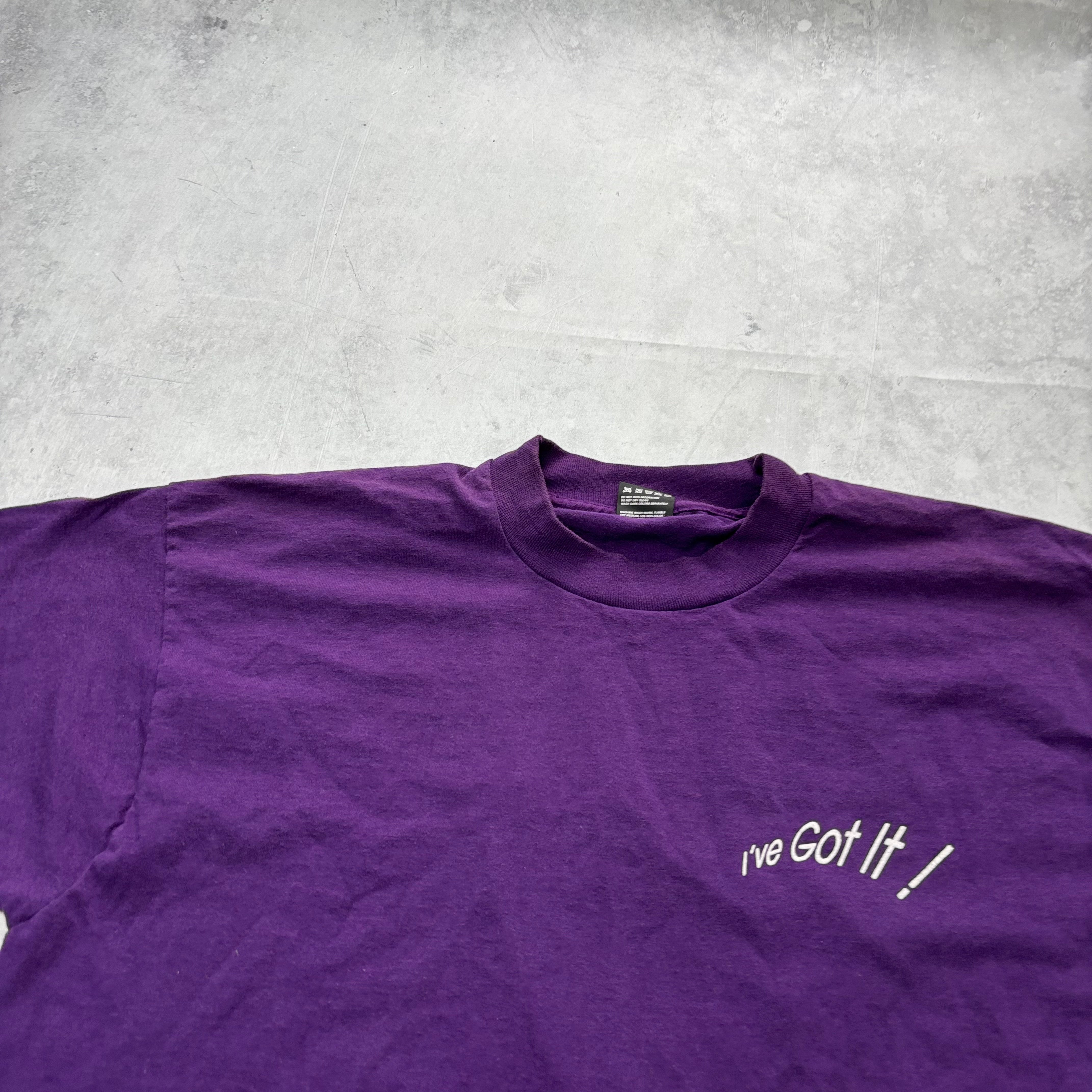 Vintage T Shirt Mens XL Purple Single Stitch Graphic Print 90s USA (E)