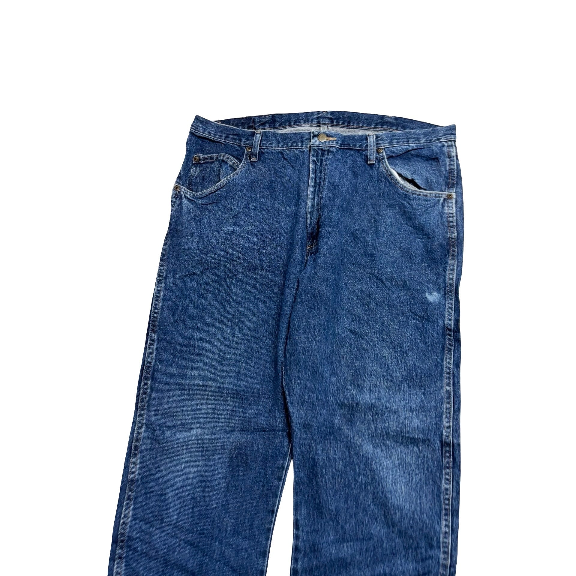 Wrangler Jeans W40 L32 Mens Mid Blue Regular Straight Fit Denim
