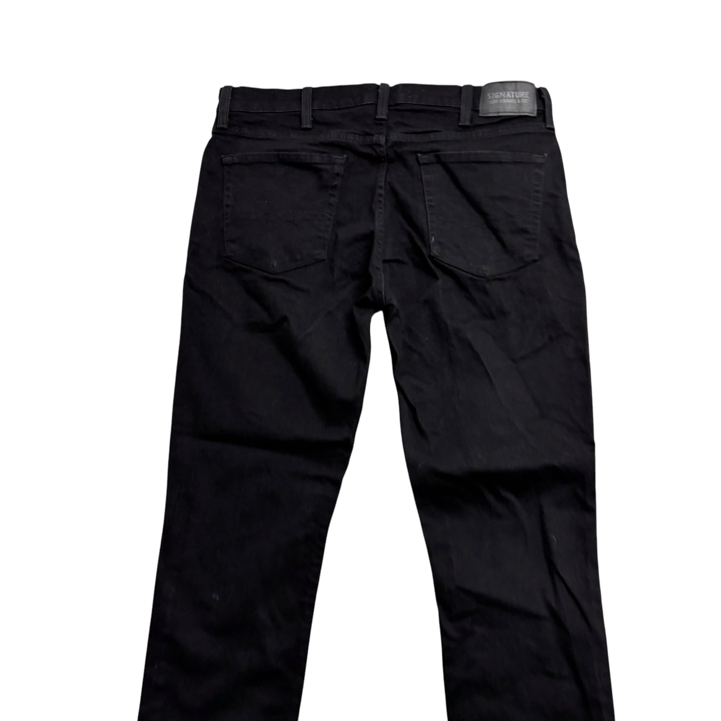 Levis Signature Jeans W38 L30 Mens Black Slim Fit Stretch Denim (E)