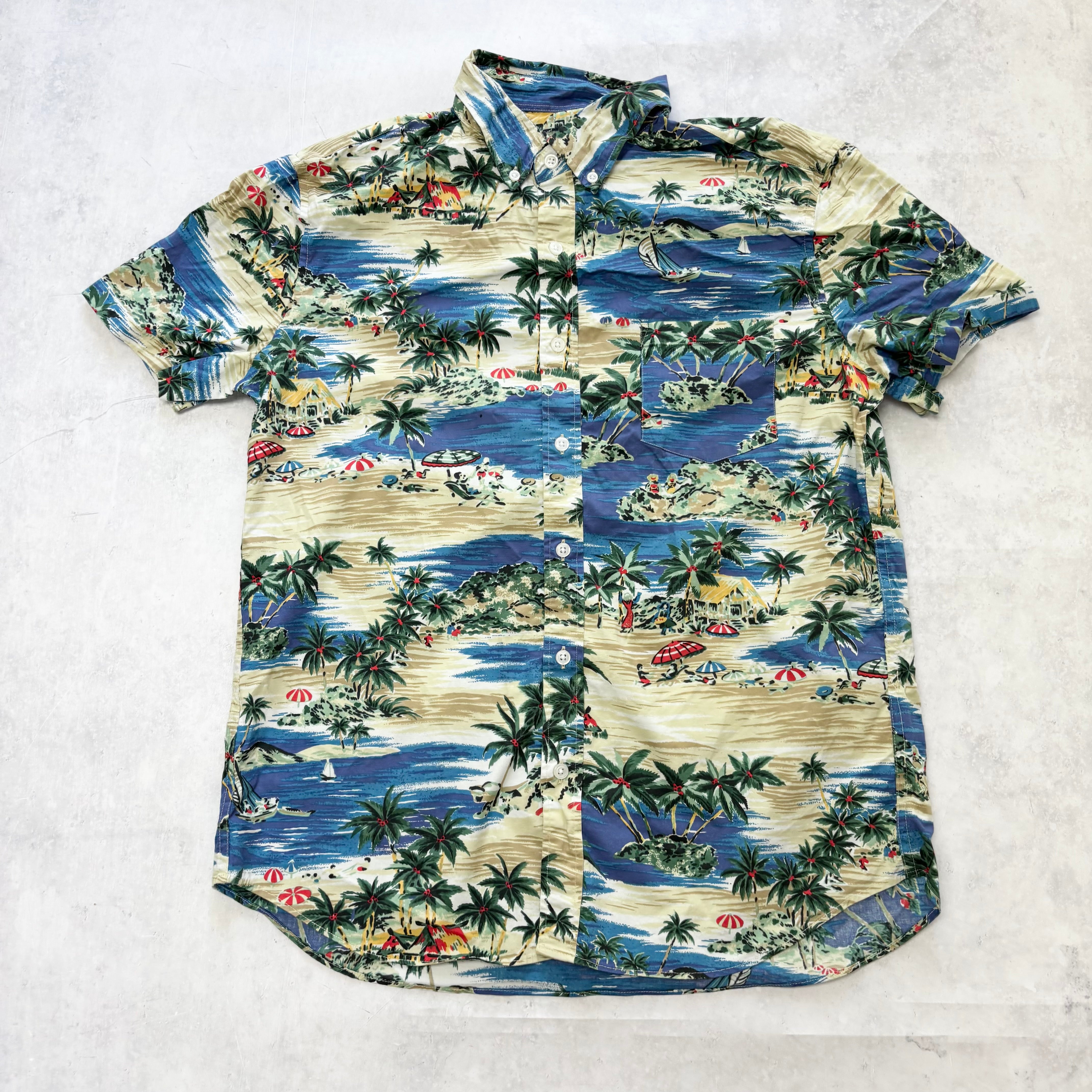 Hawaiian Shirt Mens Large Multi Floral Aloha Short Sleeve Cotton Slim Fit (E)