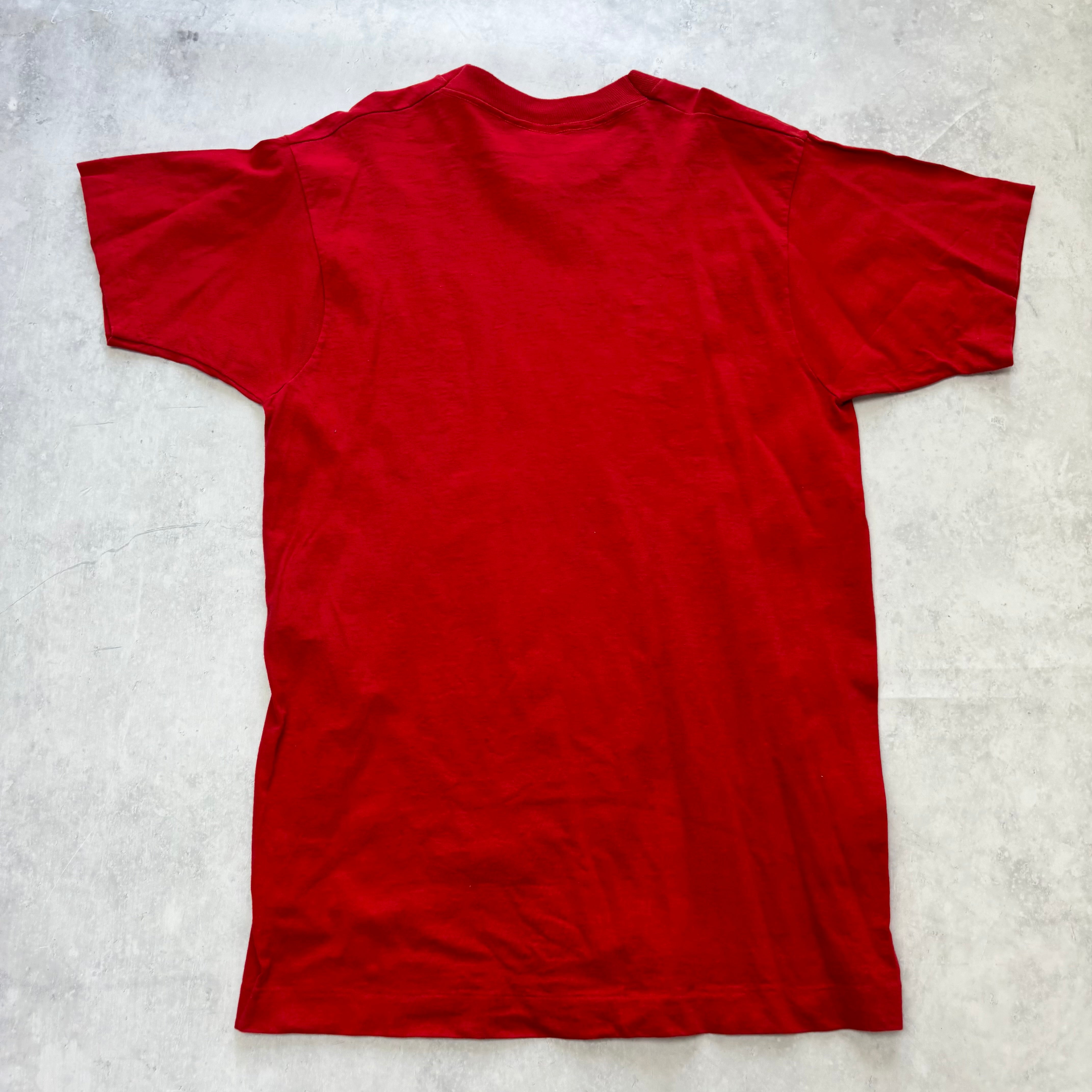 Vintage T Shirt Mens Medium Red Single Stitch Graphic Print 90s Racing (E)