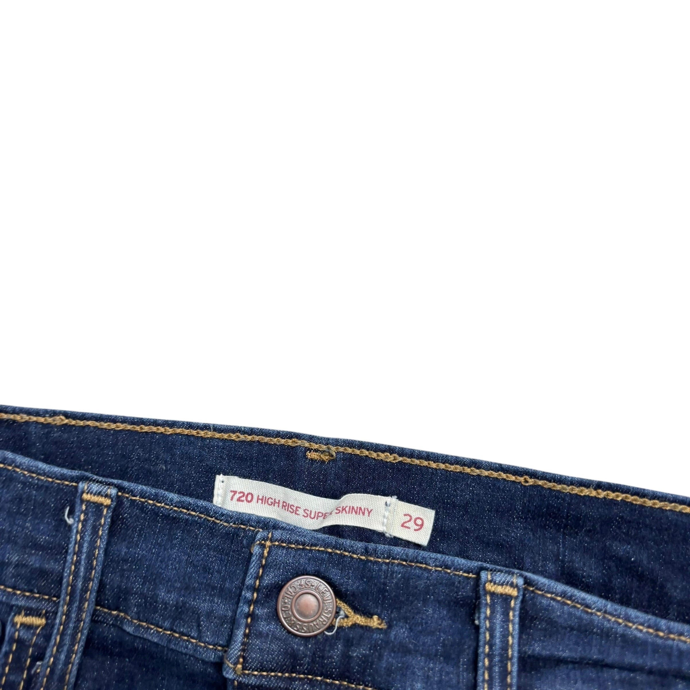 Levis 720 Jeans W27 L30 Womens Dark Blue High Rise Super Skinny Fit Stretch (E)