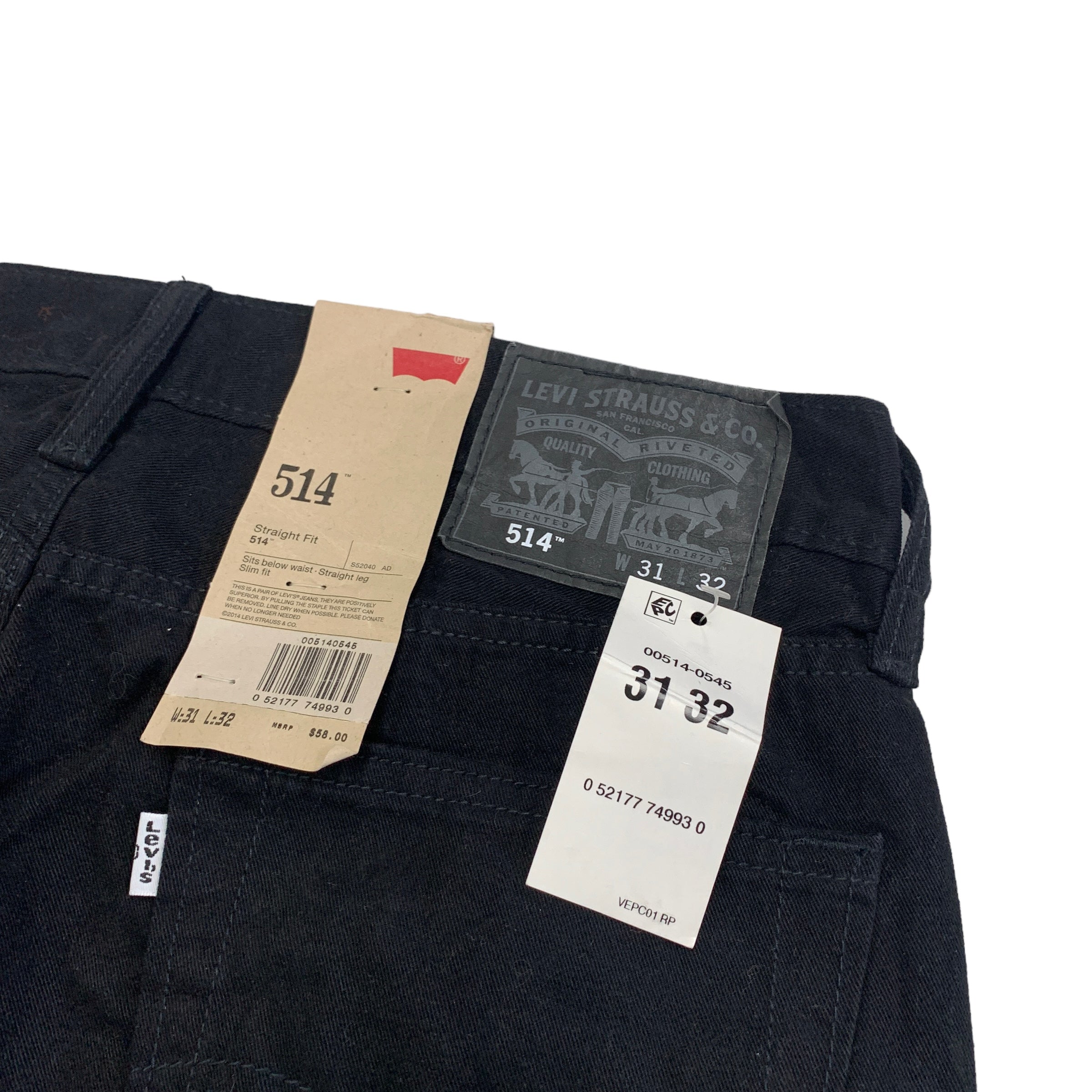 Levis 514 Trousers W31 L30 Mens Black Regular Straight Fit Pants New