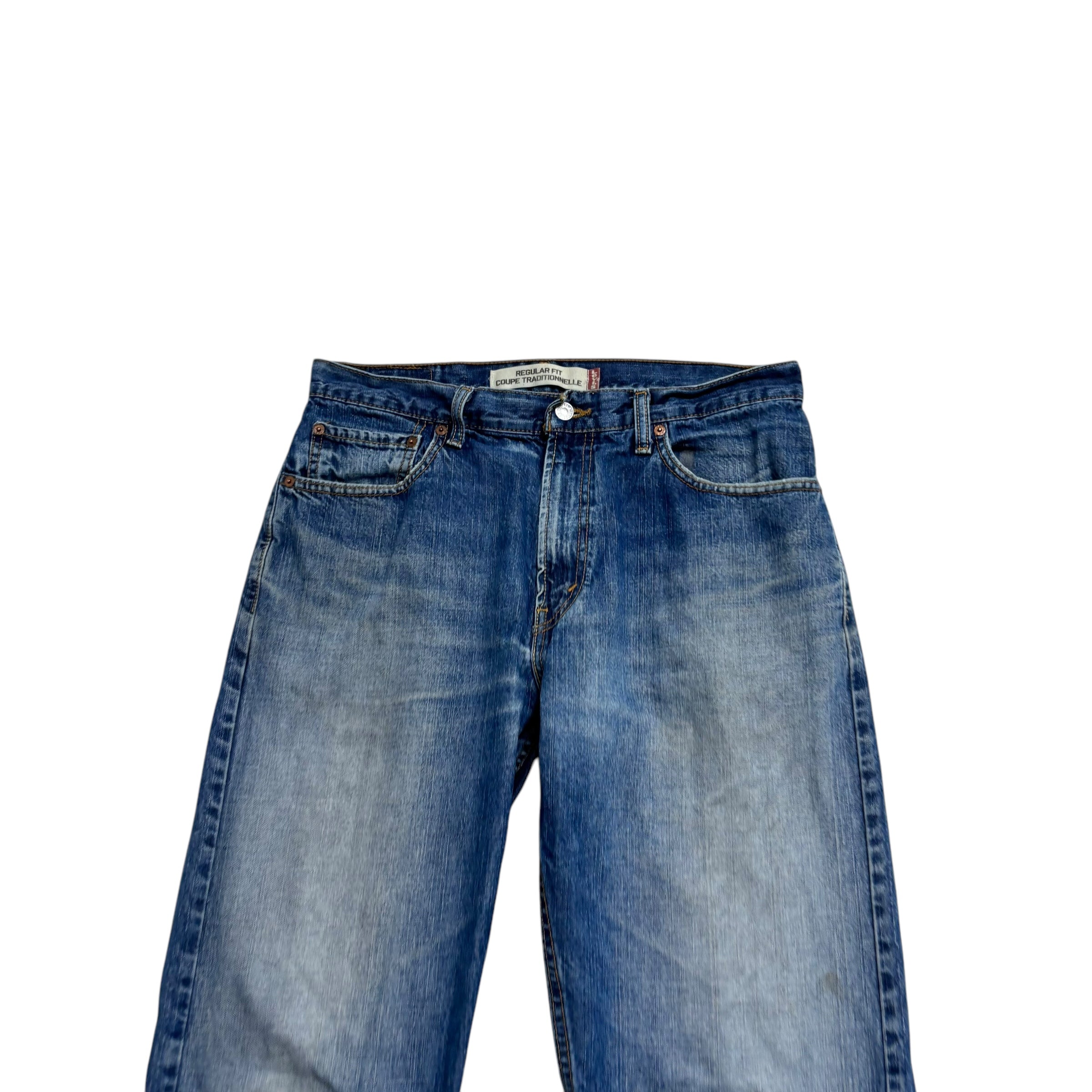 Levis Jeans W33 L30 Mens Mid Blue Regular Straight Fit Vintage Denim (F)