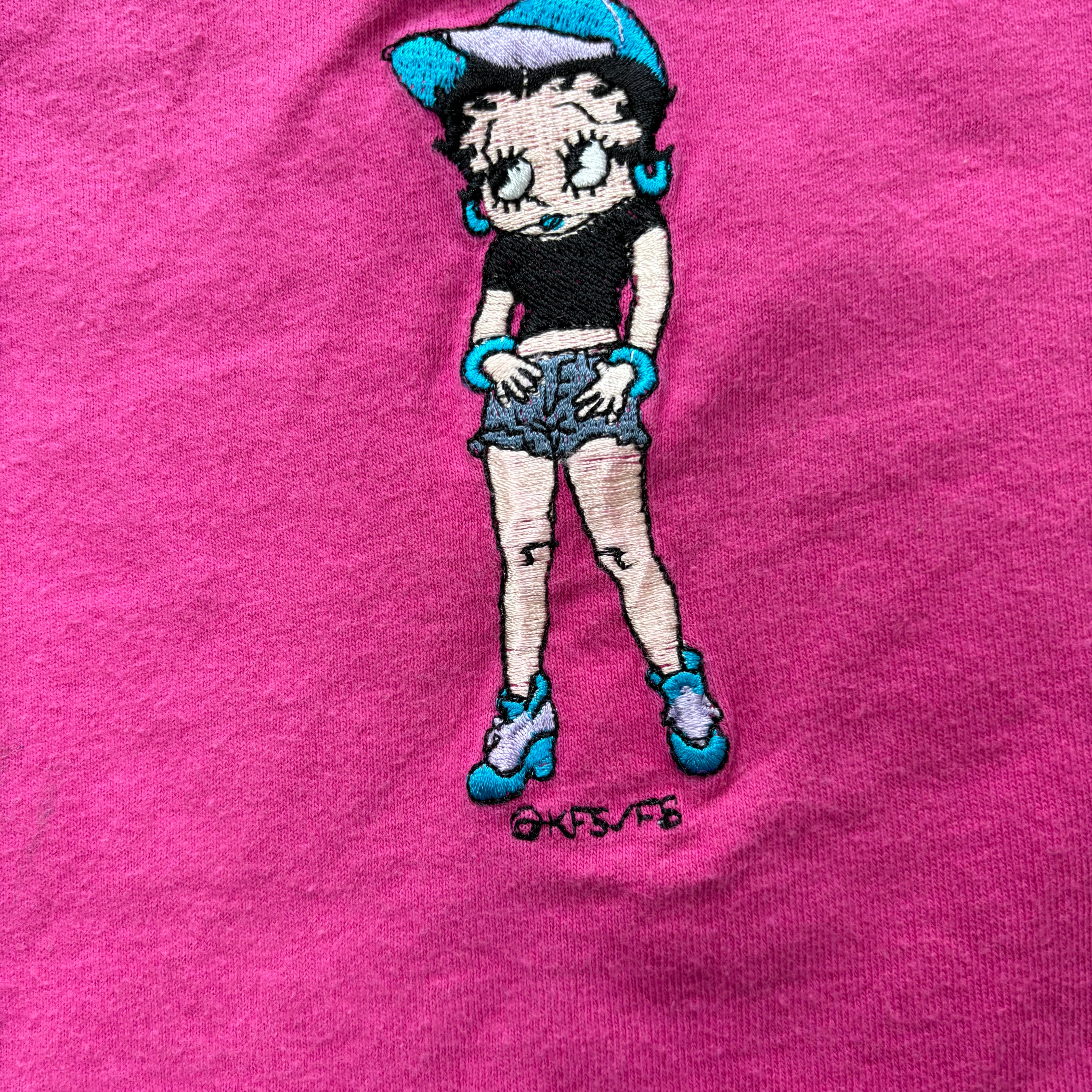 Vintage T Shirt Mens Large Pink Single Stitch Graphic Print 90s Betty Boop (E)