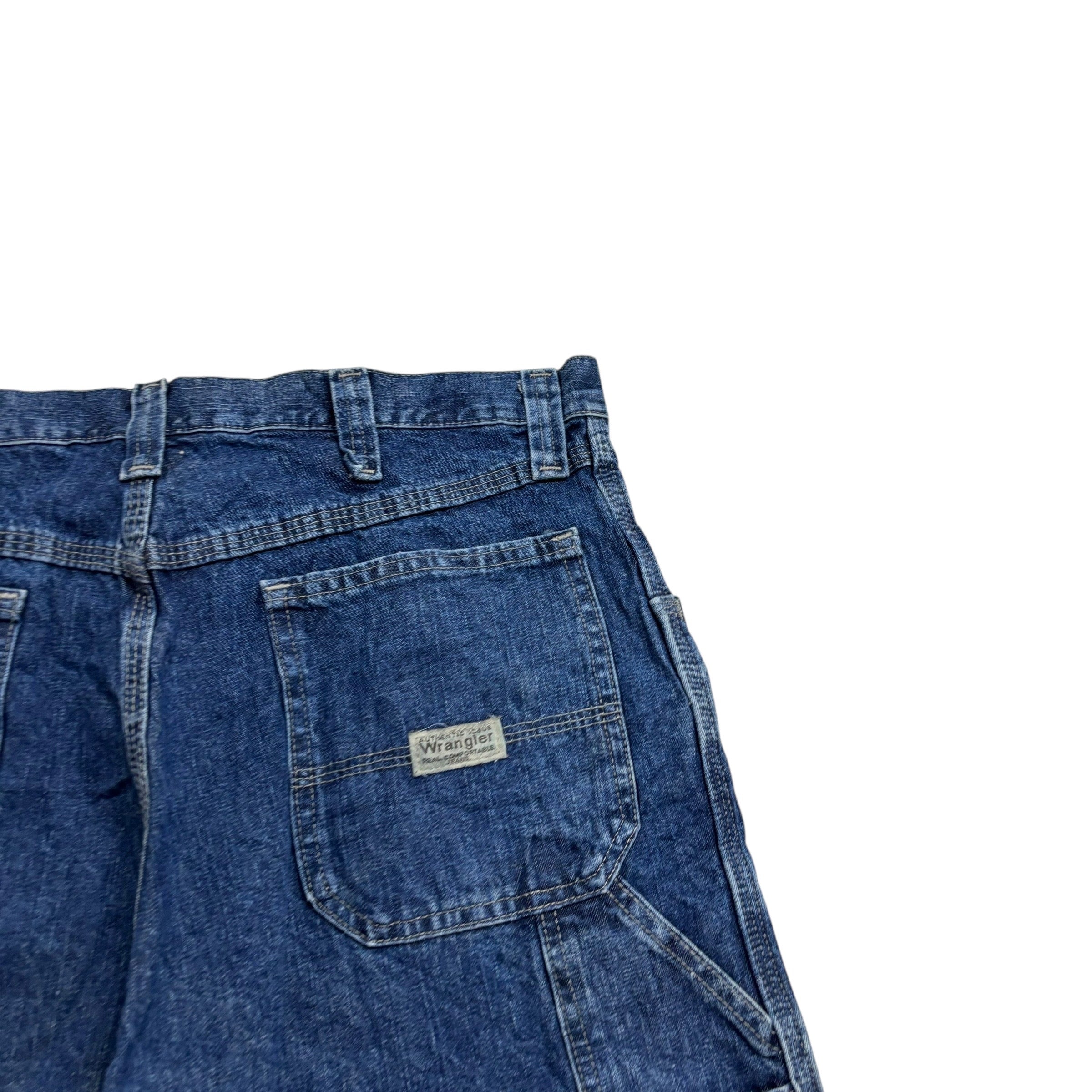 Wrangler Baggy Jorts W34 Mens Mid Blue Carpenter Denim Shorts Relaxed Fit