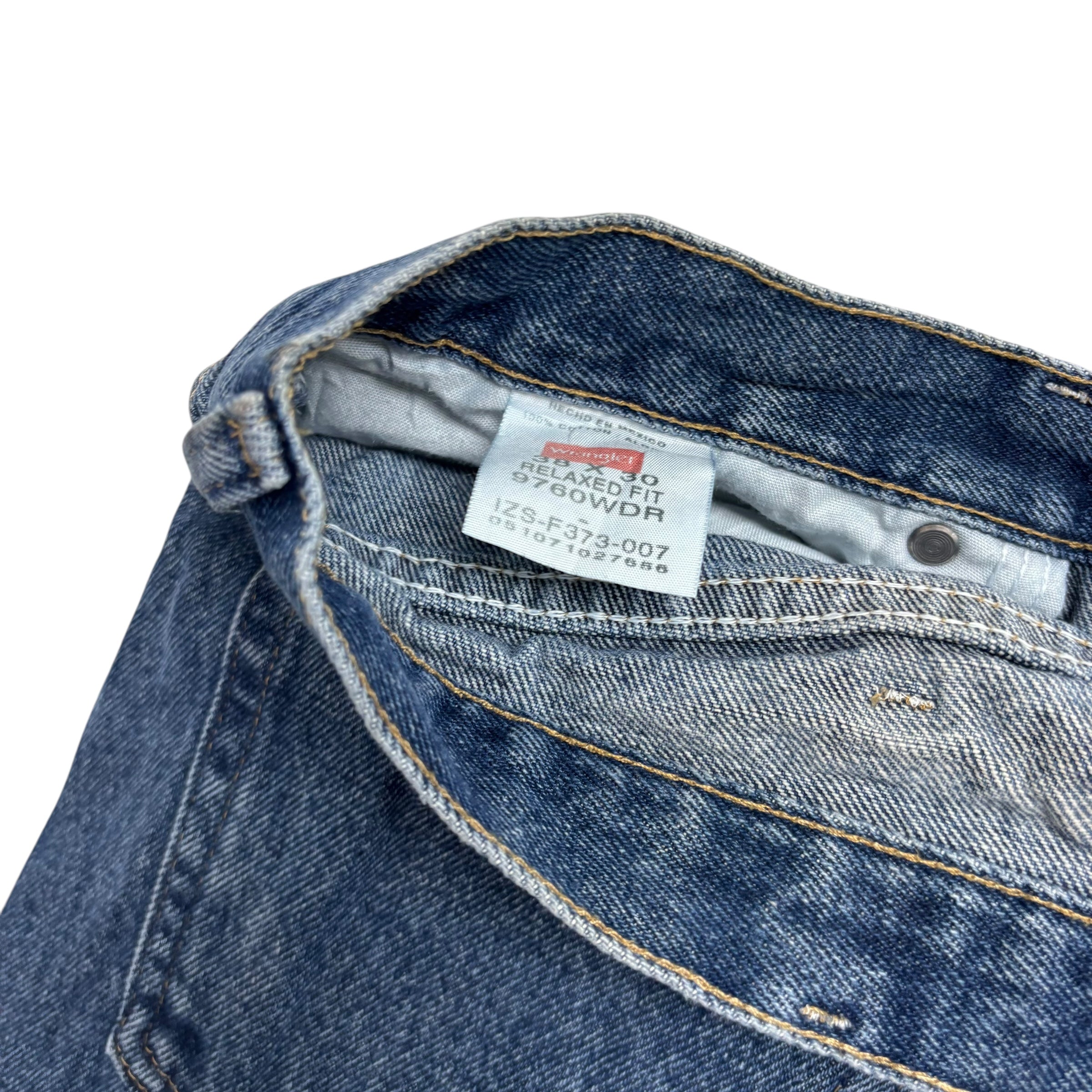 Wrangler Jeans W38 L30 Mens Mid Blue Relaxed Straight Fit Denim