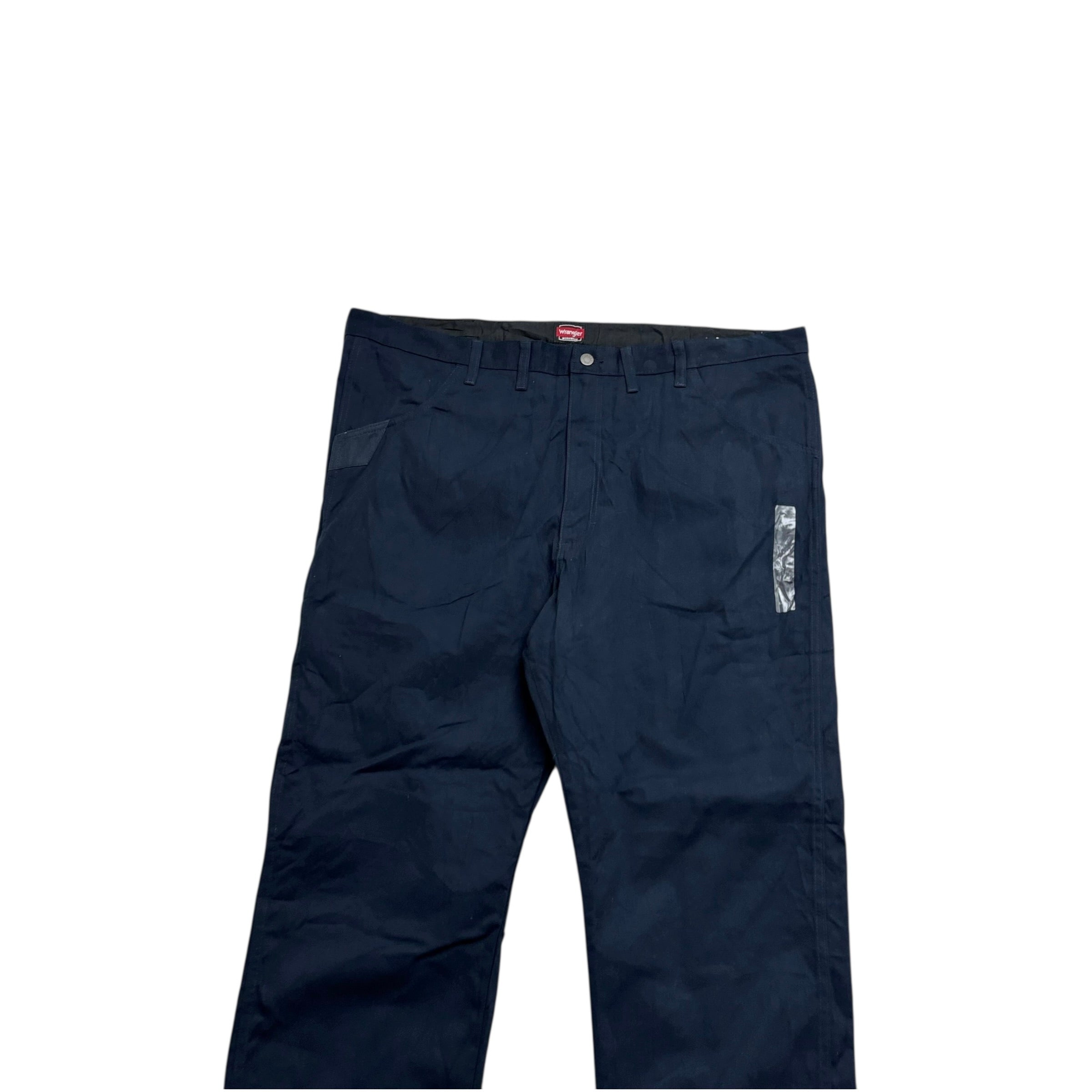 Wrangler Trousers W44 L32 Mens Navy Blue Relaxed Straight Fit Pants (E)