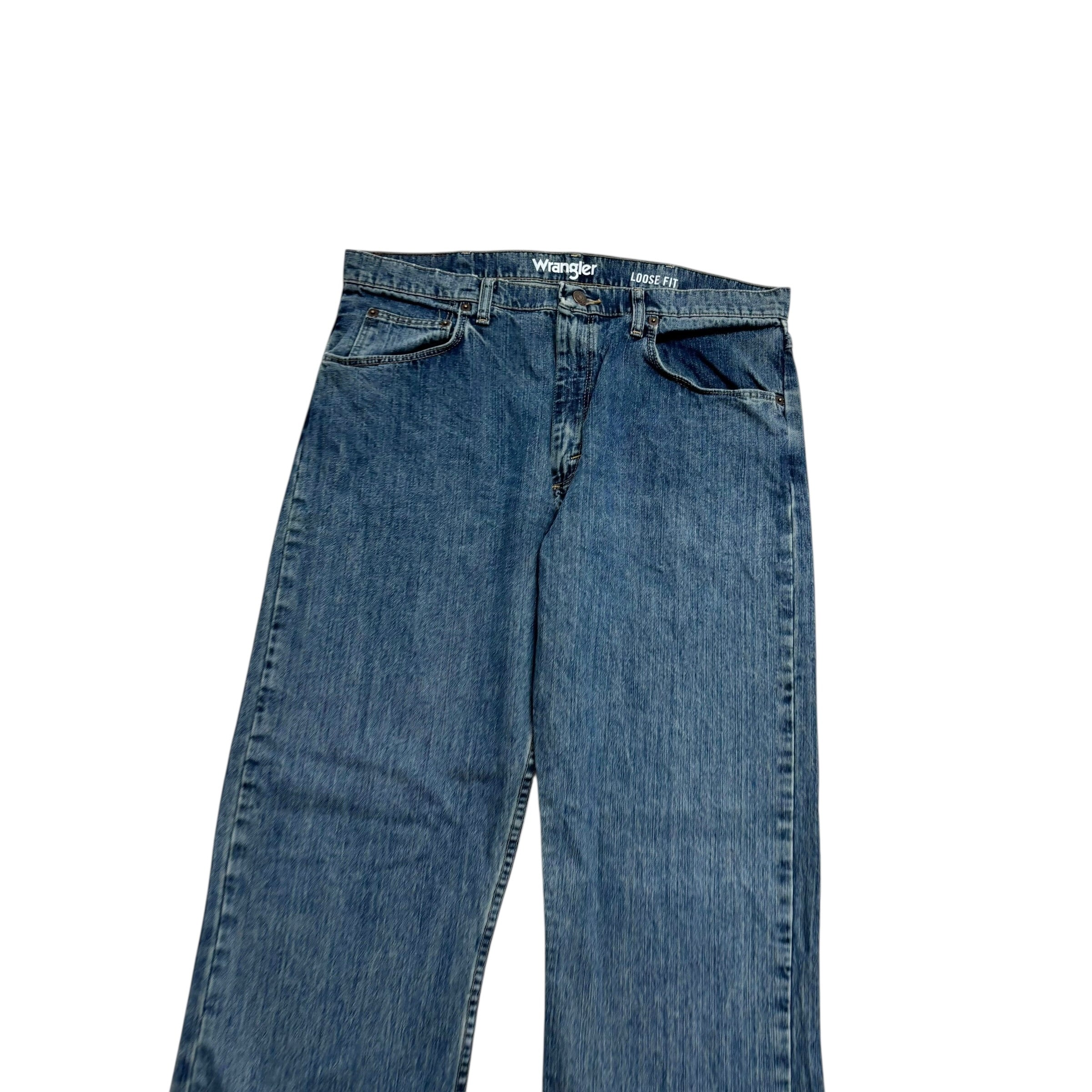 Wrangler Jeans W34 L33 Mens Mid Blue Baggy Relaxed Straight Fit Denim