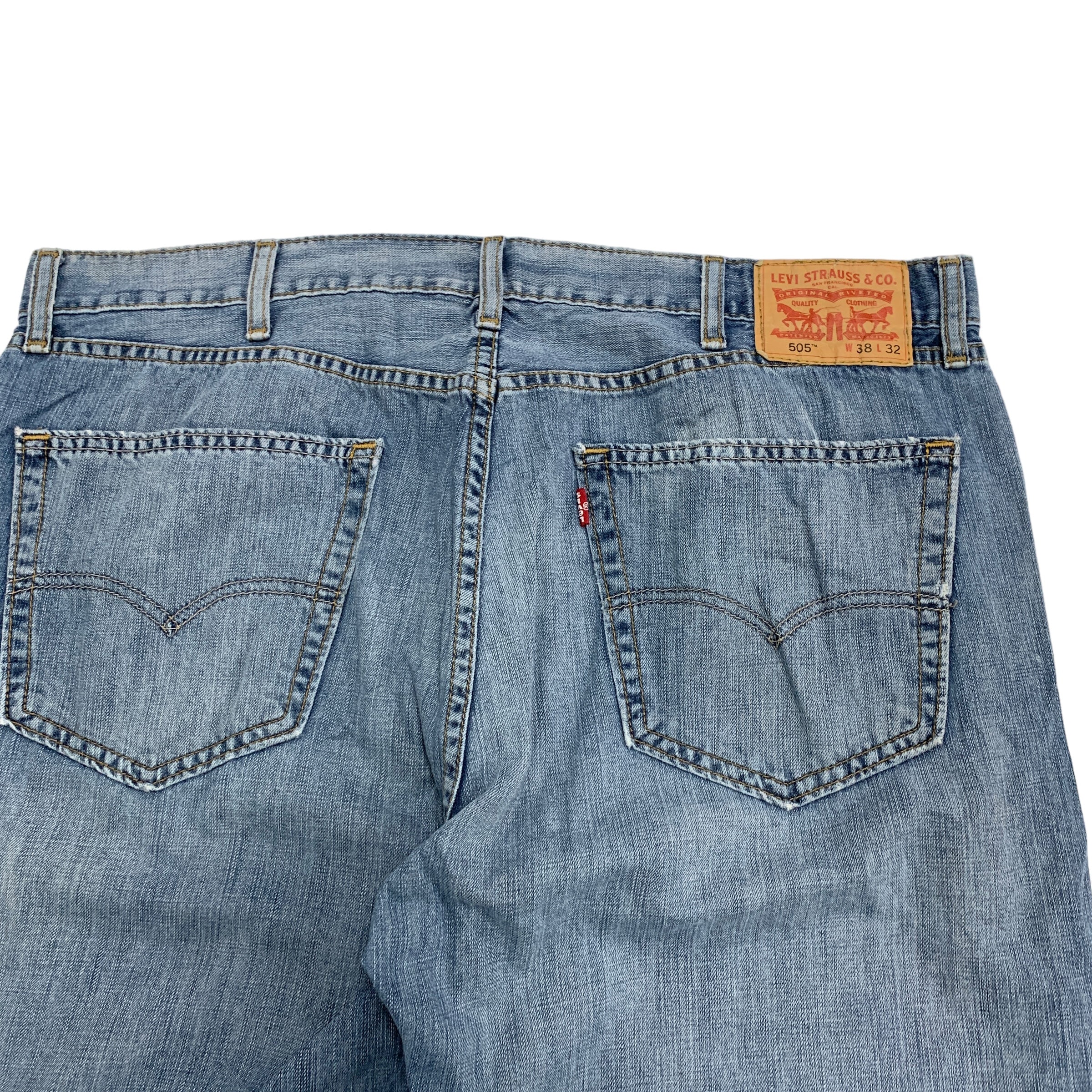 Levis 505 Jeans W40 L32 Mens Mid Blue Regular Straight Fit Denim