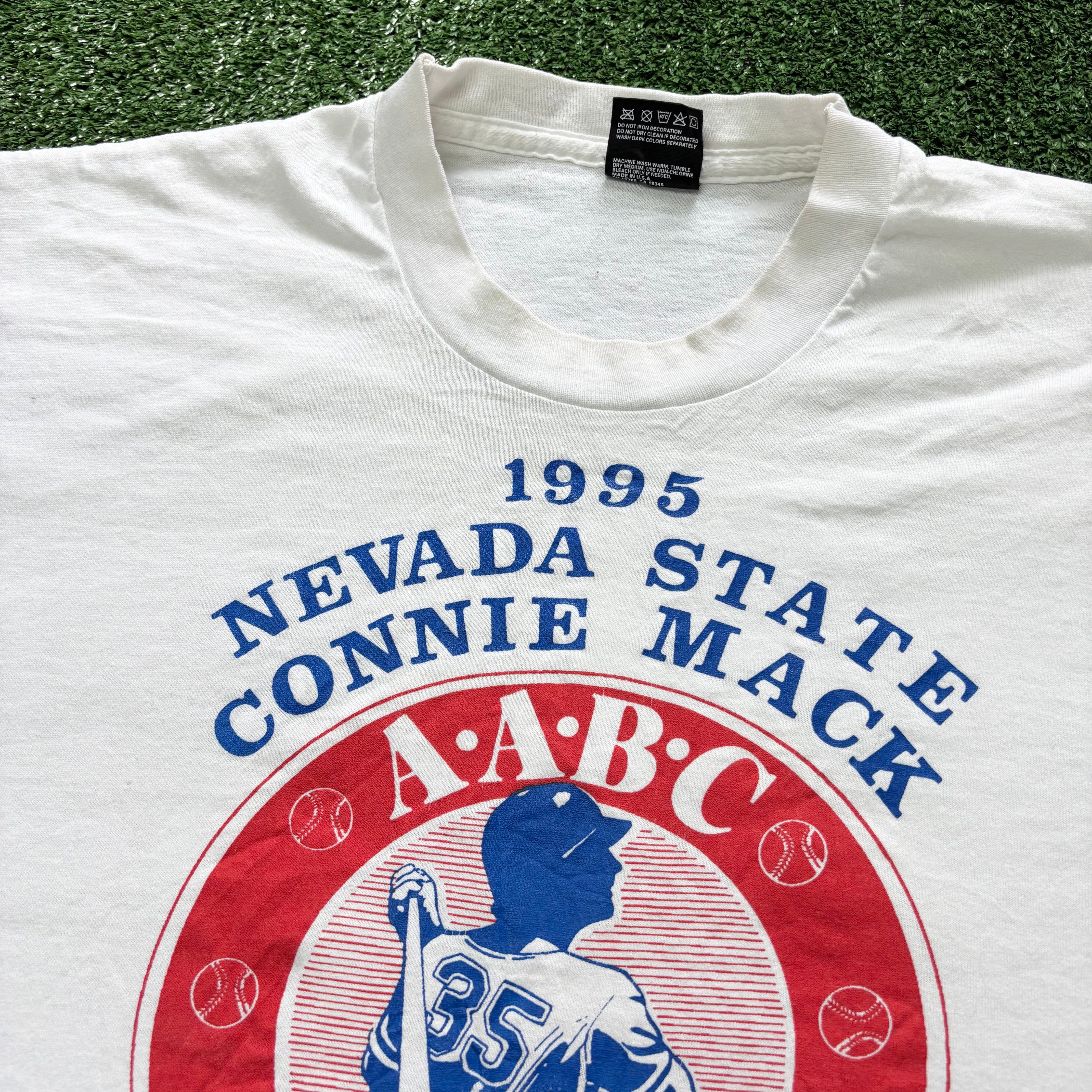 Vintage T Shirt Mens XL White Single Stitch Graphic Print 90s Baseball (F)